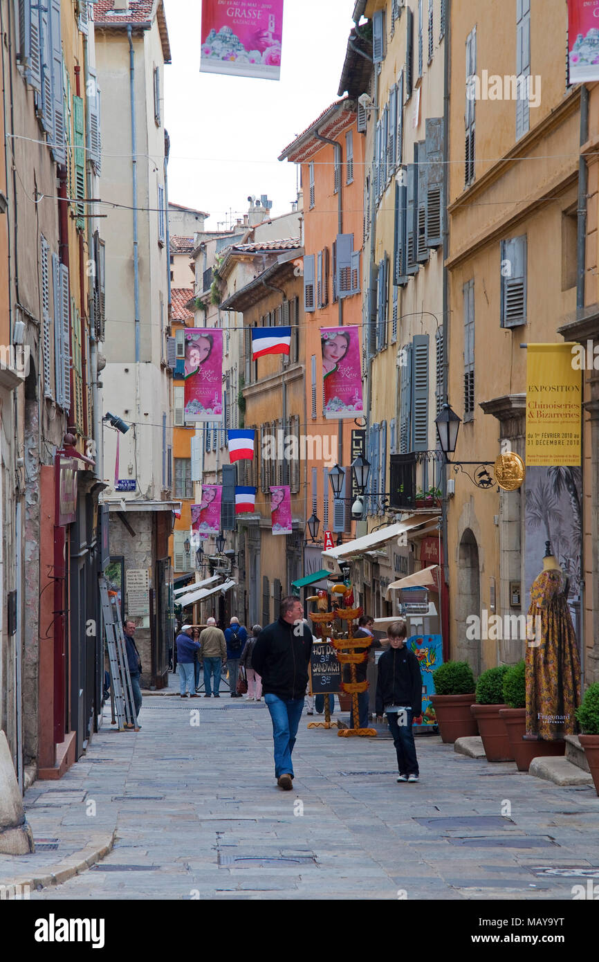 Alley à vieille ville de Grasse, Alpes-Maritimes, France du Sud, France, Europe Banque D'Images