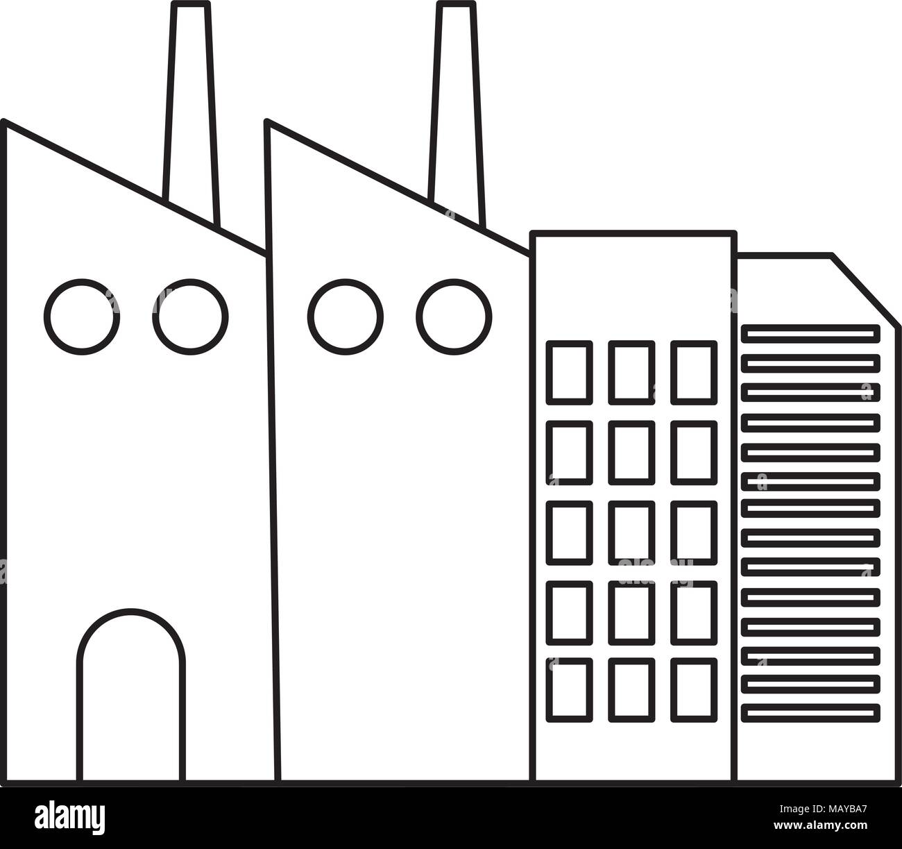 Environnement de l'usine industrielle de la contamination de l'air Illustration de Vecteur