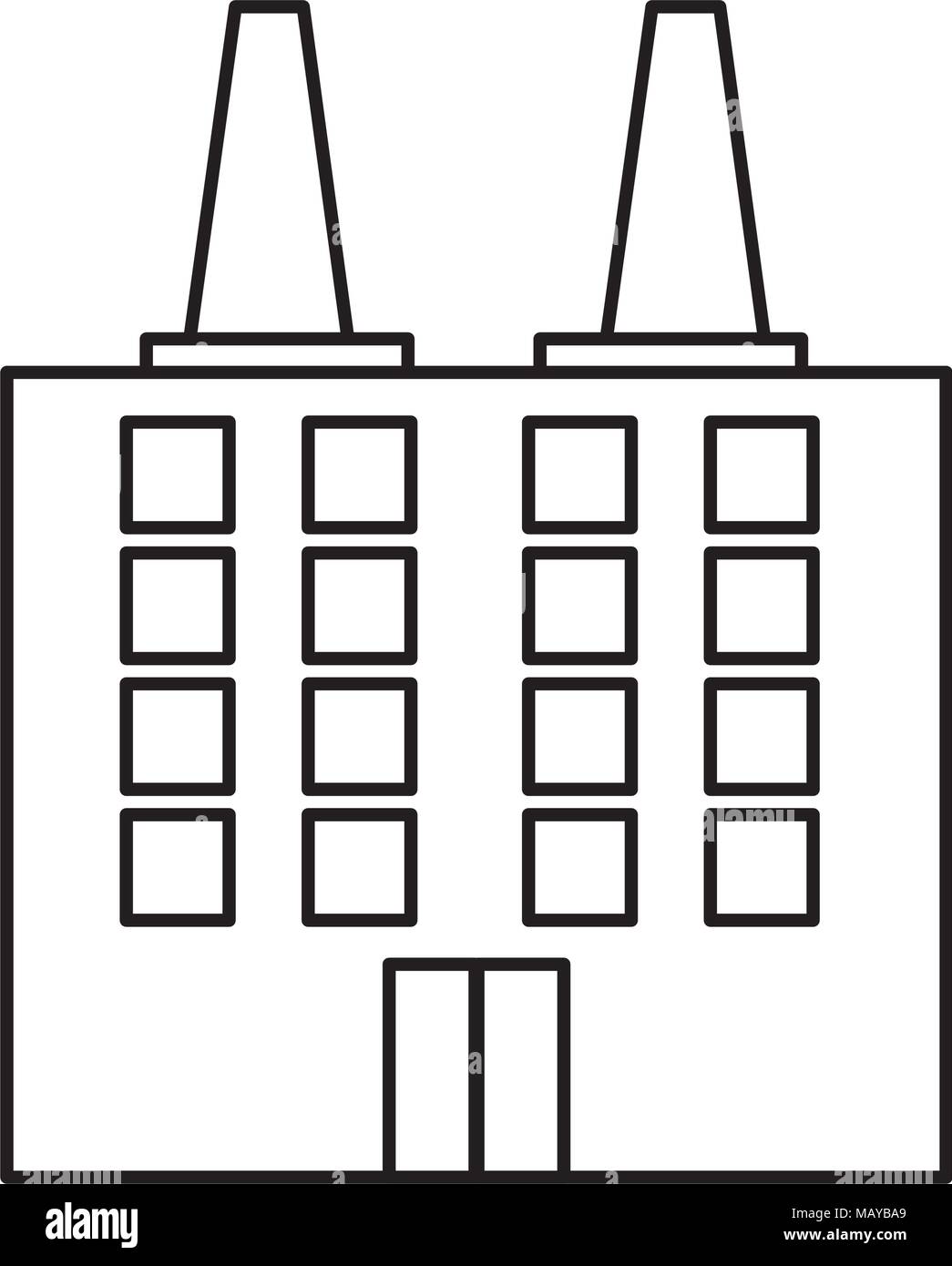 L'industrie de ligne ainsi que la pollution de l'environnement de l'usine Illustration de Vecteur