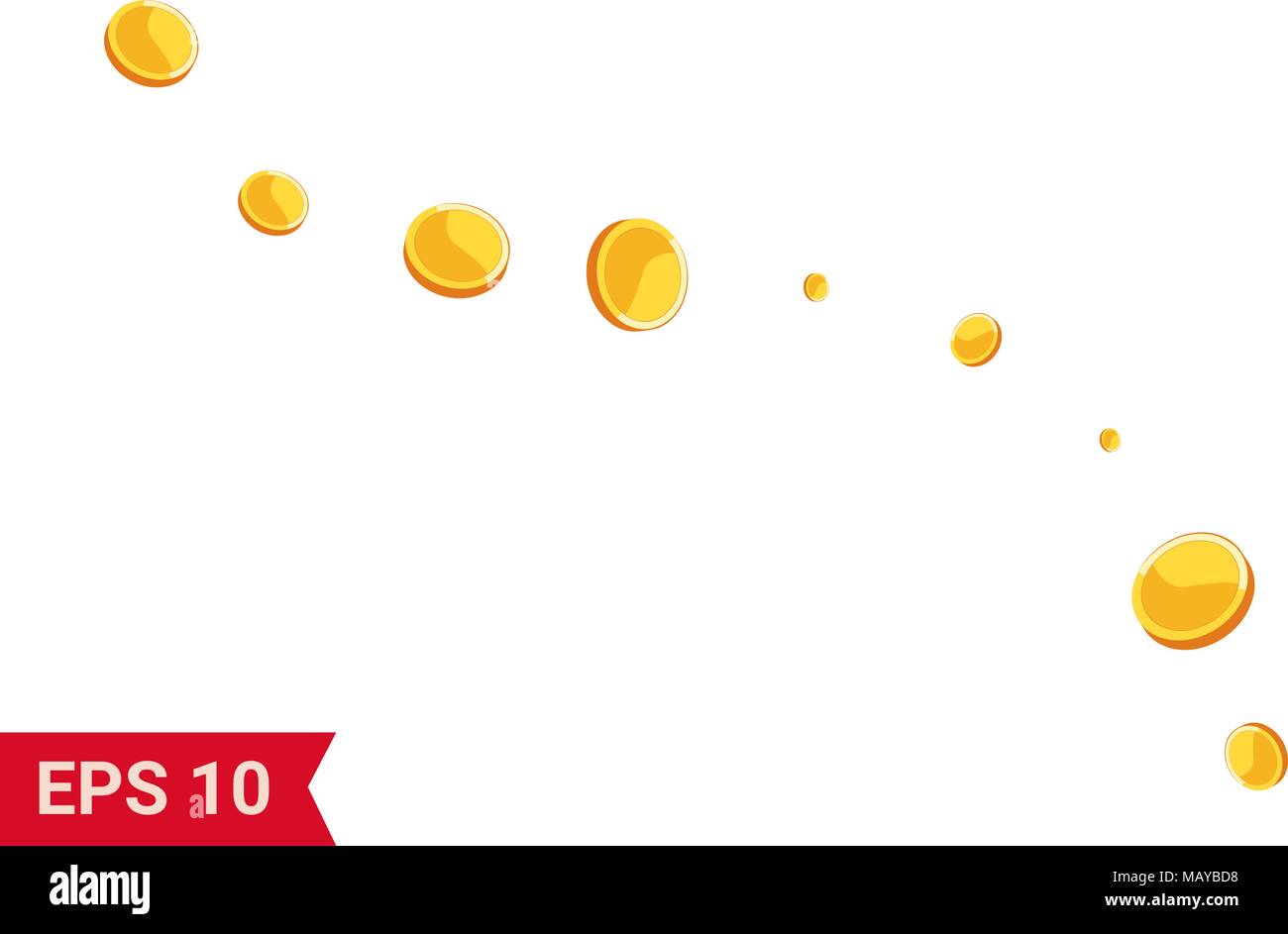 Coins falling vector illustration. Pièces abstraites laissant tomber la pluie d'or télévision moderne concept design dessin animé isolé sur fond blanc Illustration de Vecteur