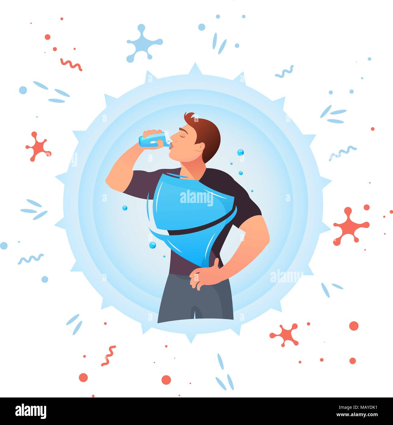 L homme Boit De L eau Concept De L eau Potable En Bonne Sant Vector l-homme-boit-de-l-eau-concept-de-l-eau-potable-en-bonne-sant-vector