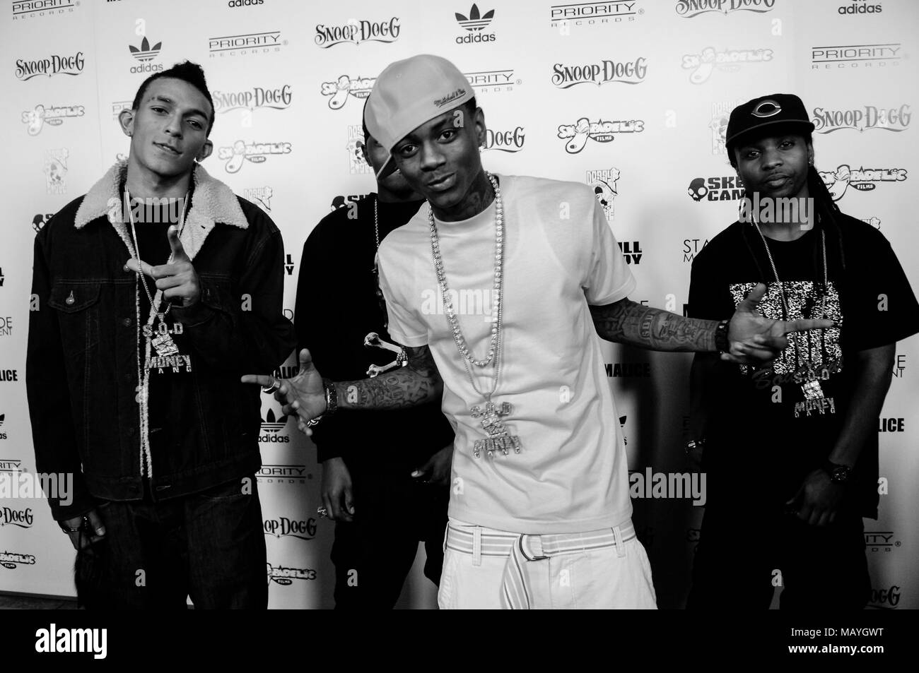 Khleo Thomas, Deandre Way aka Soulja Boy et Lil Playboii à Snoop Dogg Malice n Wonderland premiere le 22 mars 2010 à Los Angeles, Californie. Banque D'Images