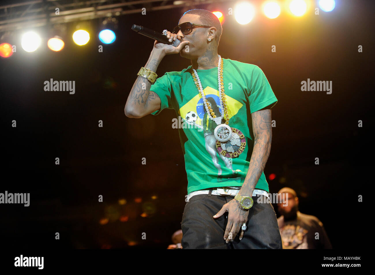 Le rappeur Deandre Way aka Soulja Boy Tell 'Em effectuant de la Summer Explosion à la sports arena le 20 août 2011 à Los Angeles, Californie. Banque D'Images