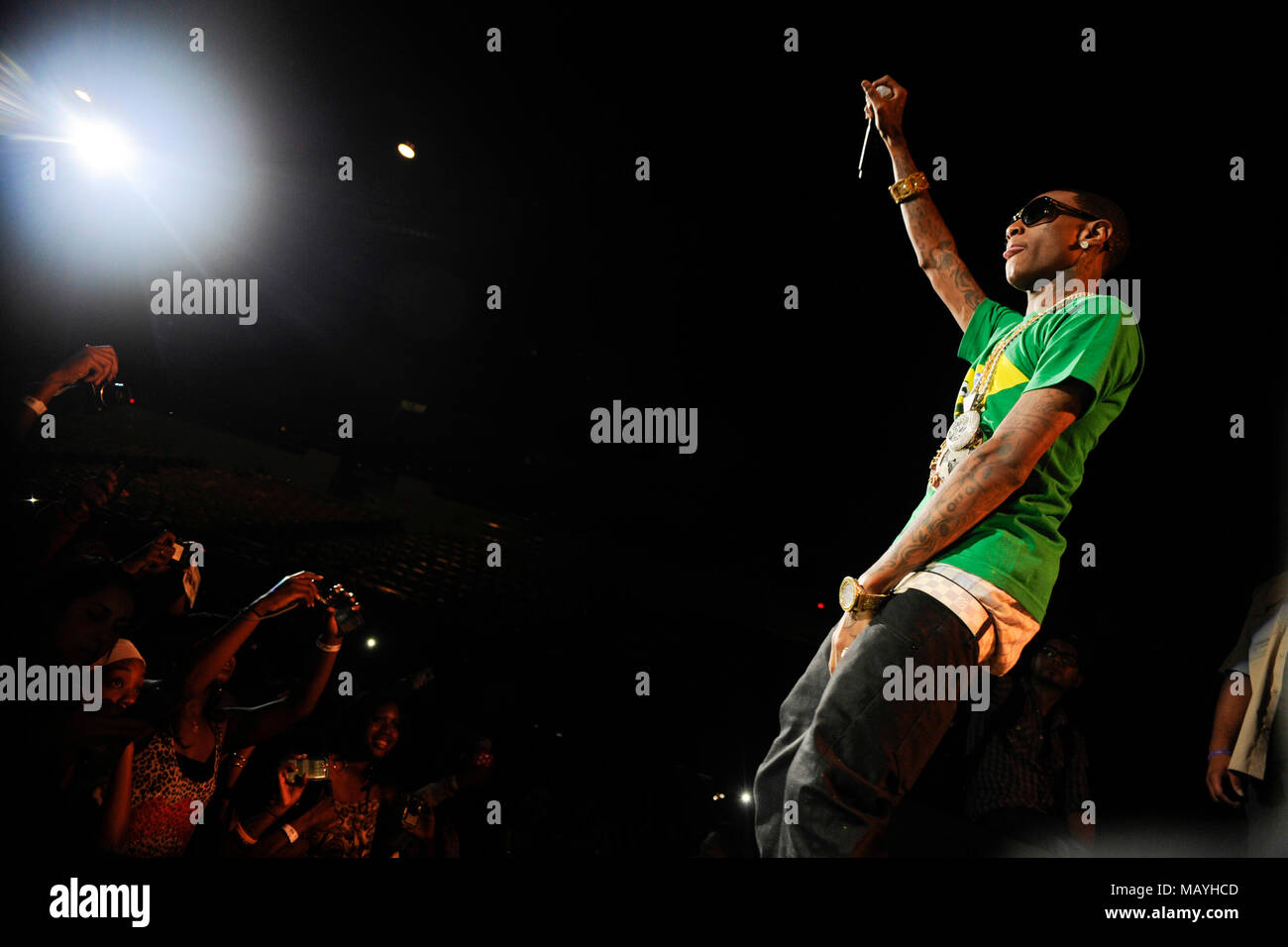 Le rappeur Deandre Way aka Soulja Boy Tell 'Em effectuant de la Summer Explosion à la sports arena le 20 août 2011 à Los Angeles, Californie. Banque D'Images