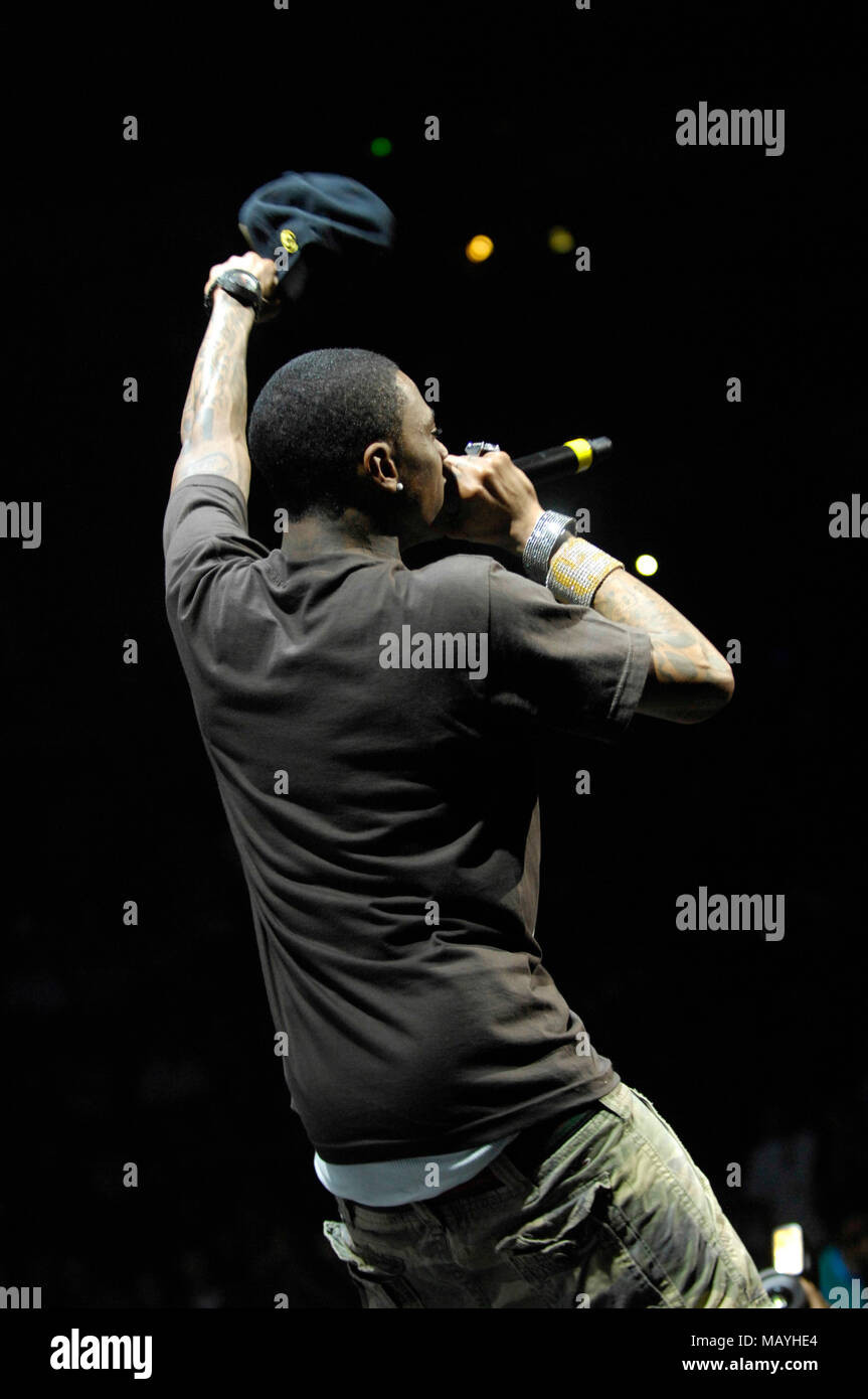 Le rappeur Deandre Way aka Soulja Boy Tell 'Em effectuant au Honda Center le 14 août 2009 à Anaheim, en Californie. Banque D'Images