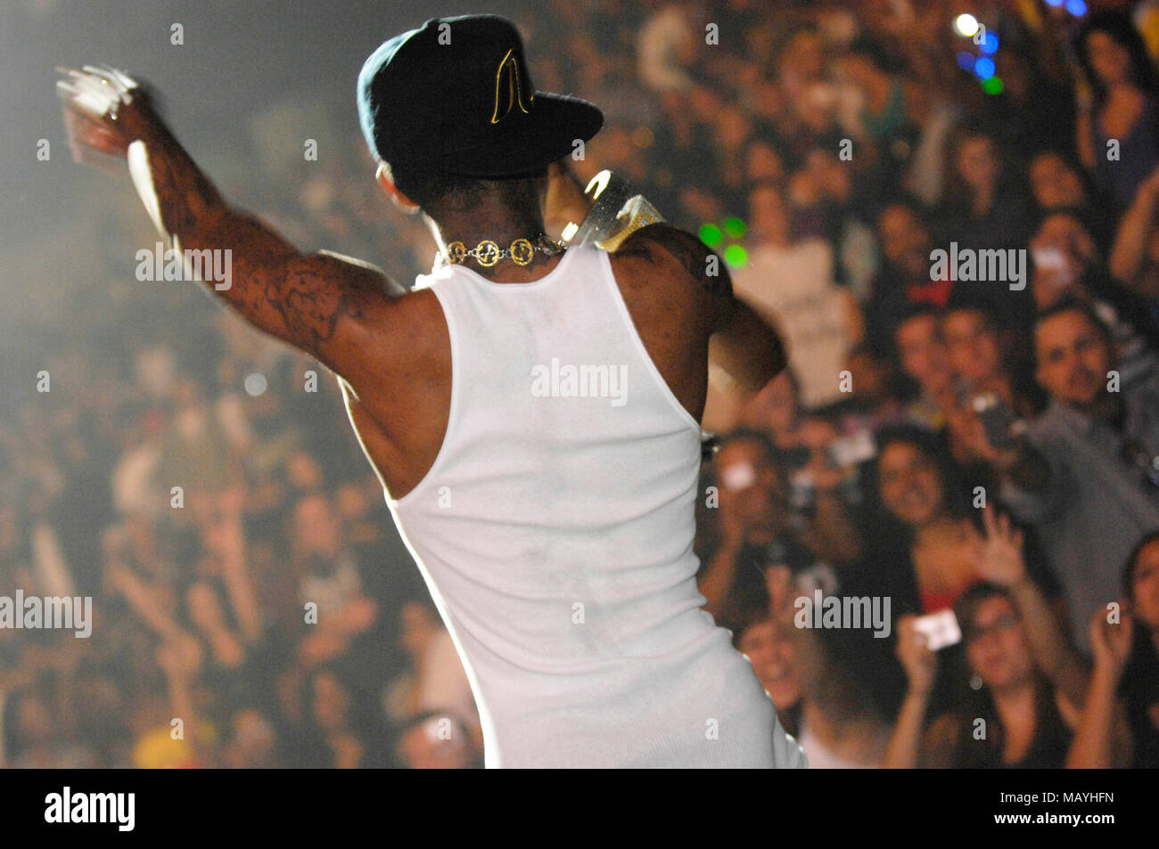 Le rappeur Deandre Way aka Soulja Boy Tell 'Em effectuant au Honda Center le 14 août 2009 à Anaheim, en Californie. Banque D'Images