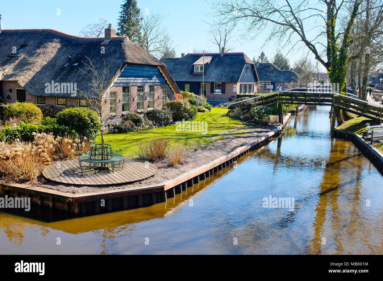 Giethoorn Village - Les Pays-Bas, également connu comme la Venise de la Hollande. Banque D'Images