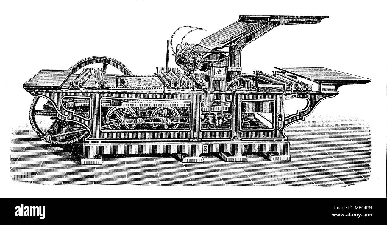 Lichtdruckpresse, von Schmiers, Werner & Stein. Phototypie machine, amélioration numérique reproduction d'une estampe originale de l'année 1895 Banque D'Images