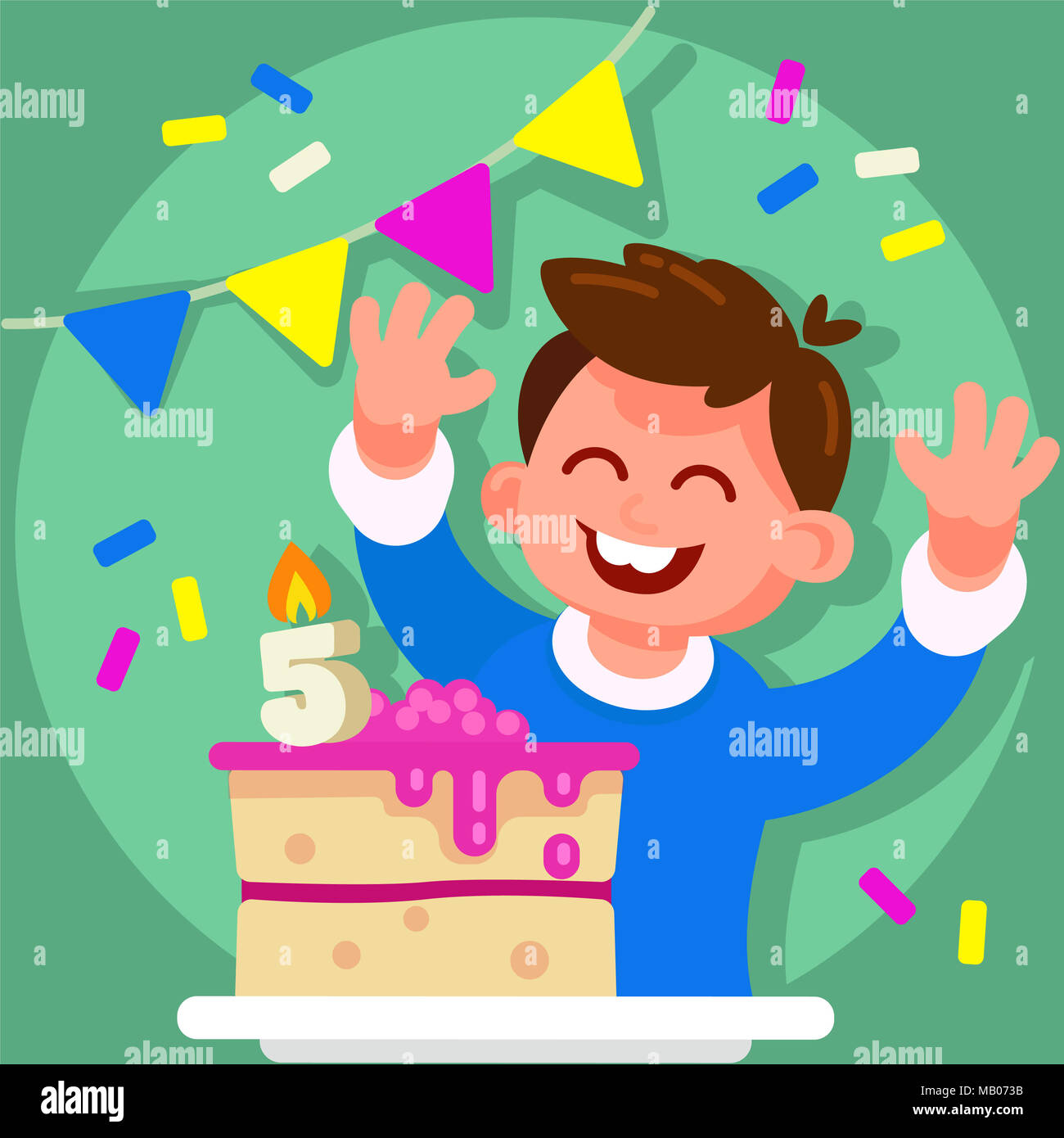 Garcon Heureux Caractere Avec Gateau D Anniversaire Enfant Souriant Heureux Avec Les Mains Pres Du Gateau Vector Illustration Concept Moderne De Style En Television Photo Stock Alamy Garcon Heureux Caractere Avec Gateau D Anniversaire Enfant Souriant Heureux Avec Les Mains Pres Du Gateau Vector Illustration Concept Moderne De Style En Television Photo Stock Alamy