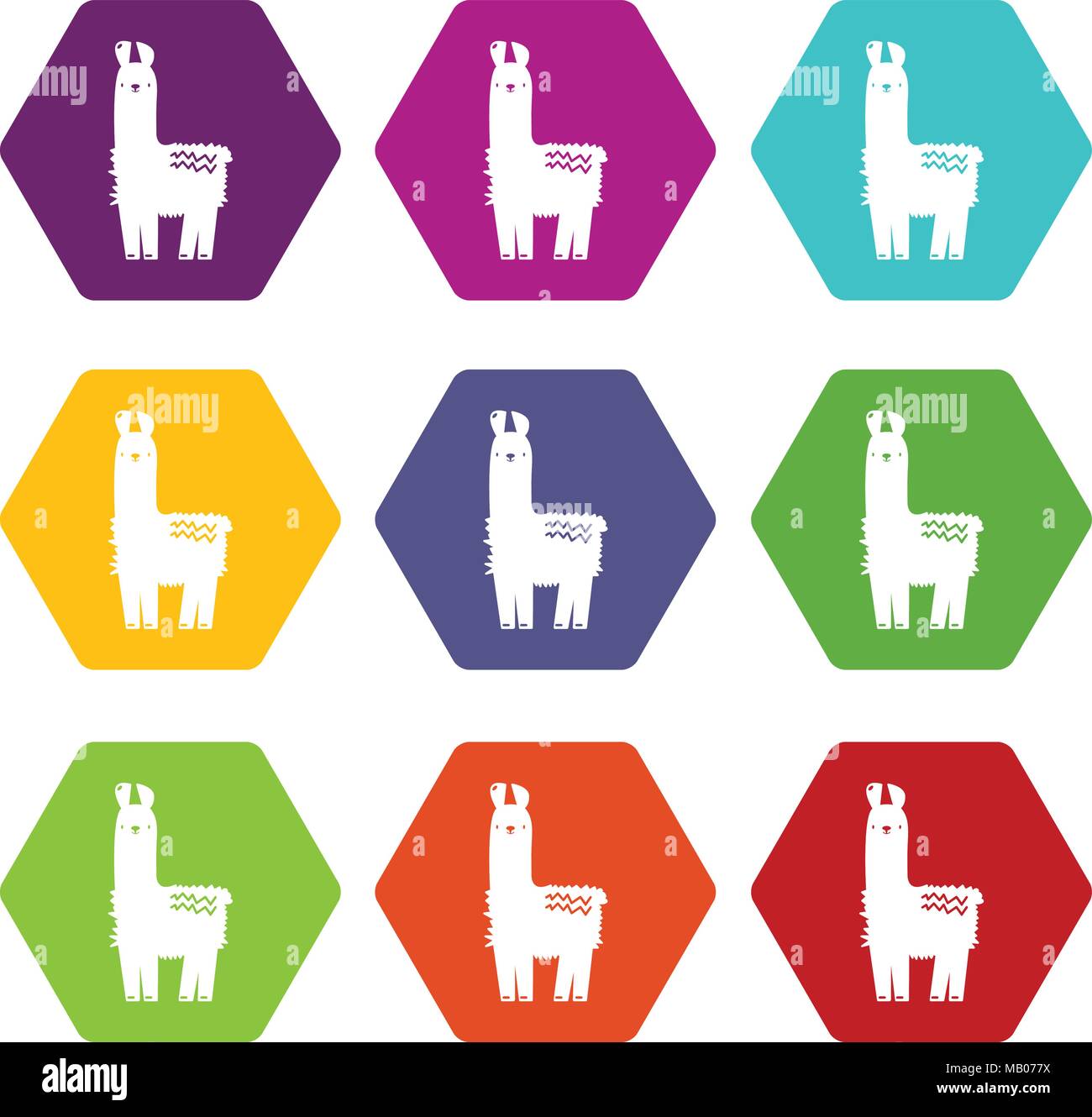Llama icons set 9 vector Illustration de Vecteur