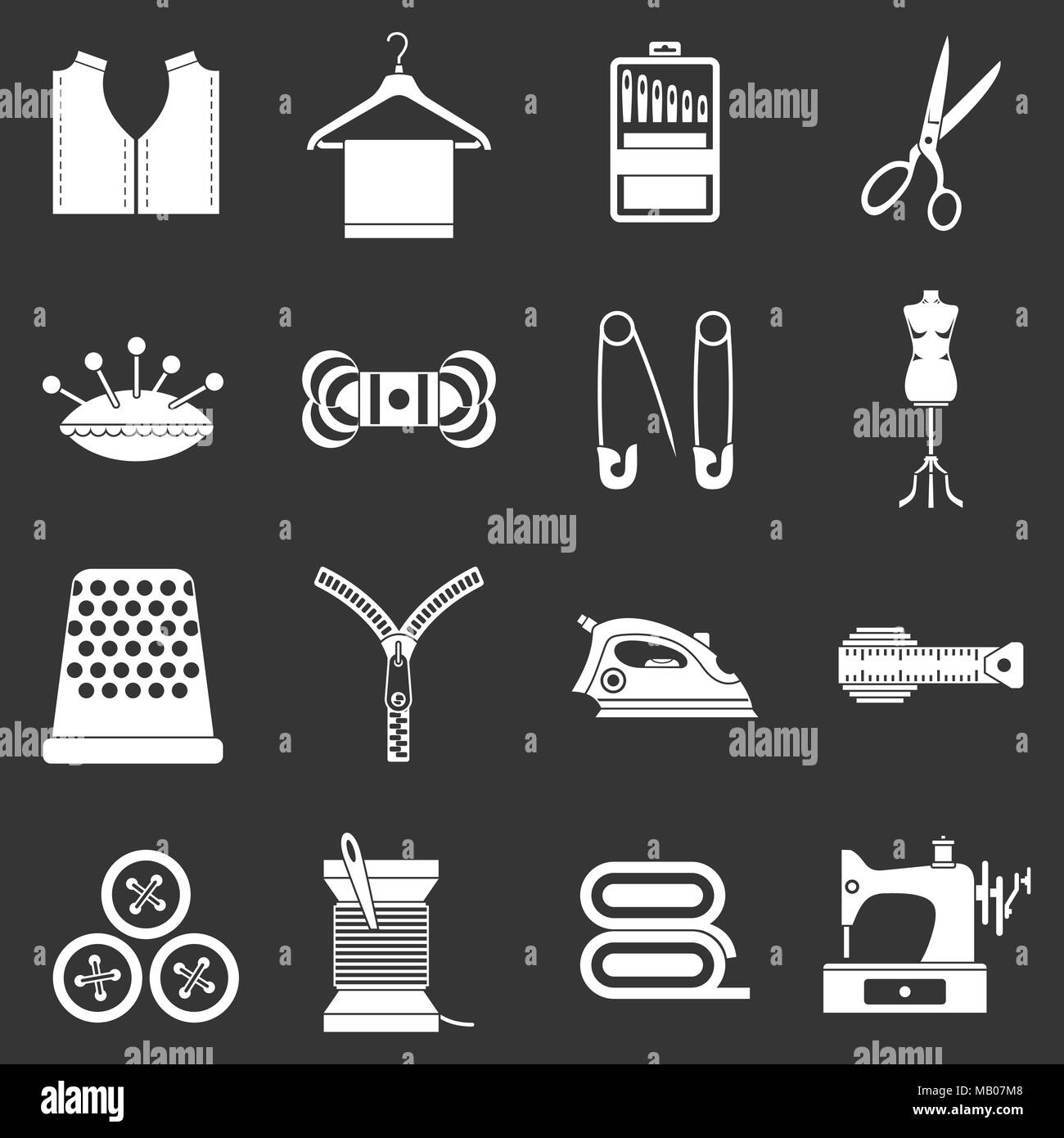Kit de couture vecteur gris Illustration de Vecteur