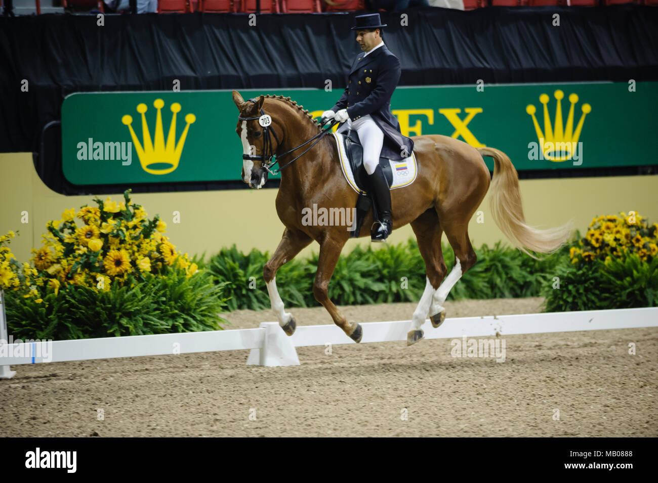 Finales de la Coupe du Monde Rolex, Thomas and Mack Center, Las Vegas, Nevada, USA, avril 2009. Grand Prix dressage, Marco Bernal (COL) équitation Diamore : Photo Pete Banque D'Images