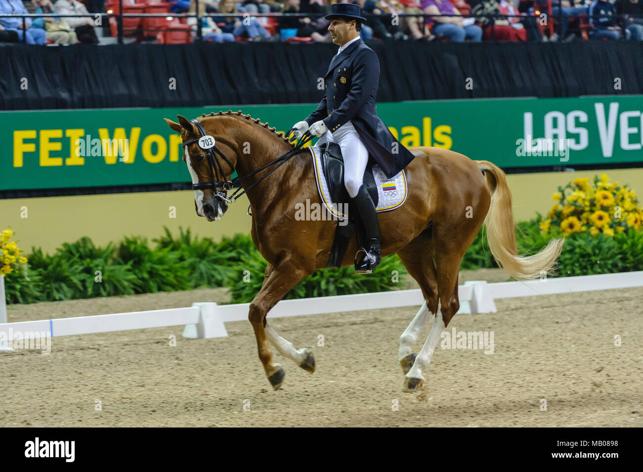 Finales de la Coupe du Monde Rolex, Thomas and Mack Center, Las Vegas, Nevada, USA, avril 2009. Grand Prix dressage, Marco Bernal (COL) équitation Diamore : Photo Pete Banque D'Images