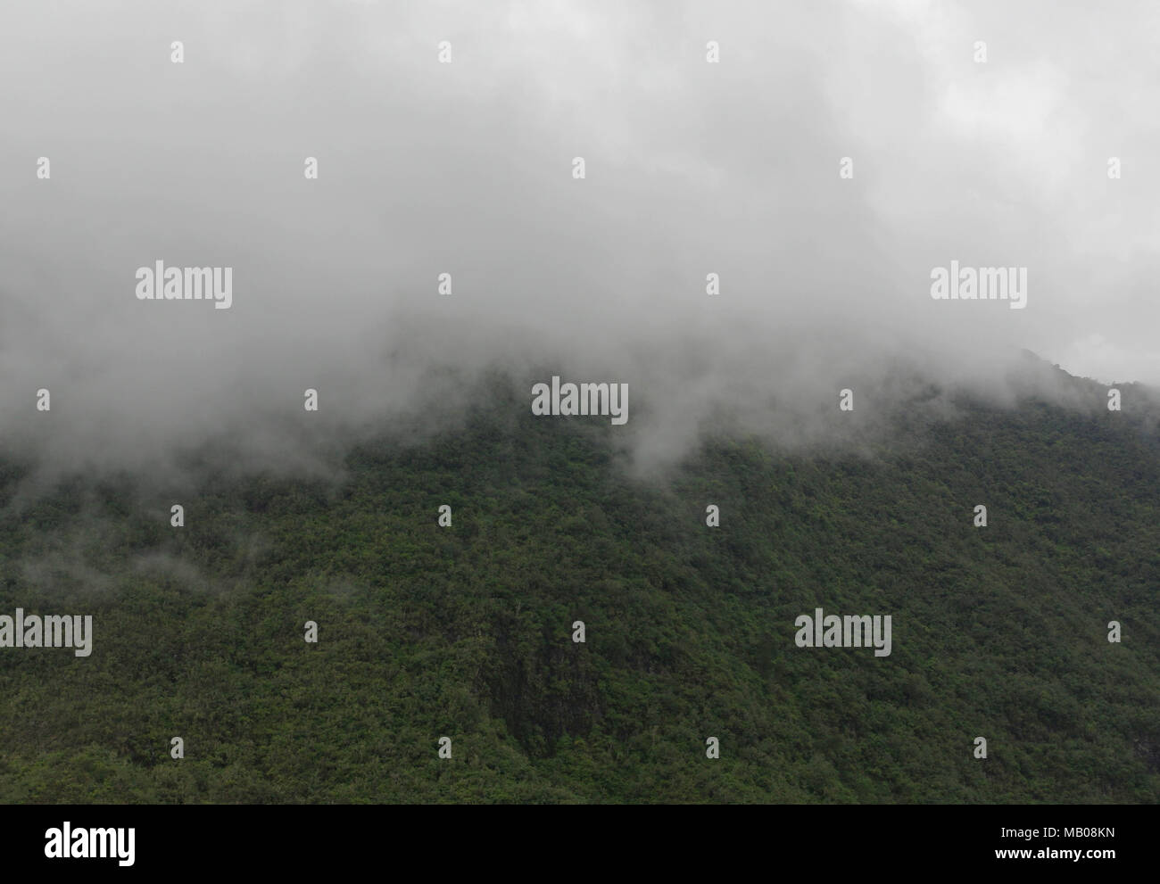 Nuages croissant dans les montagnes Banque D'Images