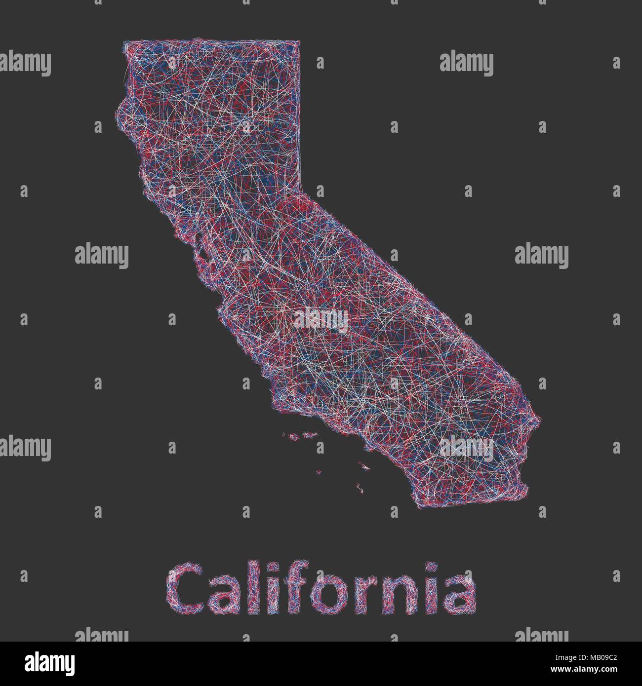 Carte d'art de la ligne de Californie Illustration de Vecteur