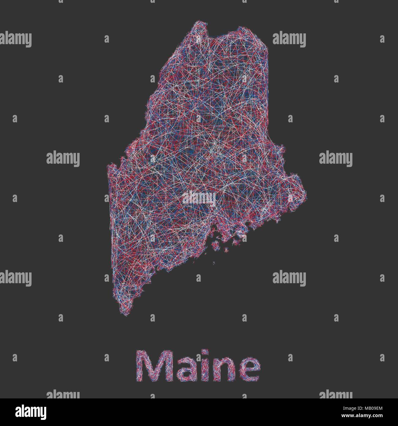 Carte d'art en ligne Maine Illustration de Vecteur