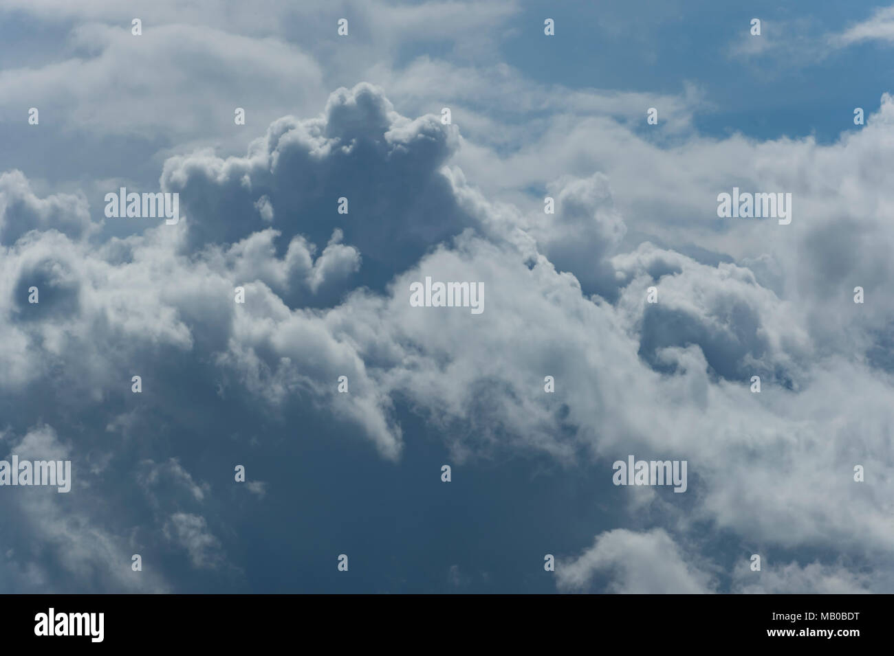 Les nuages blancs moelleux en face d'un ciel bleu Banque D'Images