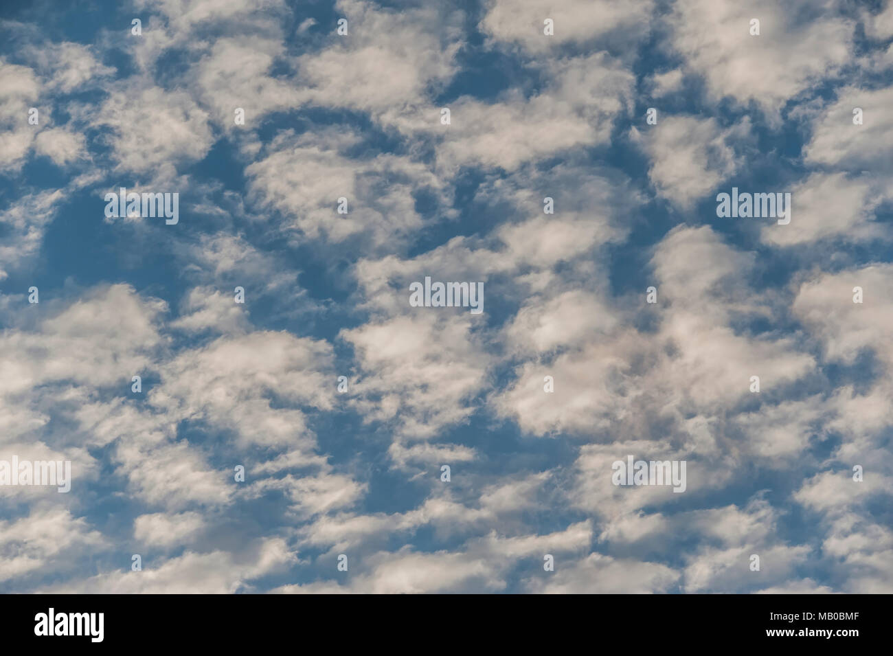 Ciel bleu profond avec rempli de taches de nuage blanc Banque D'Images
