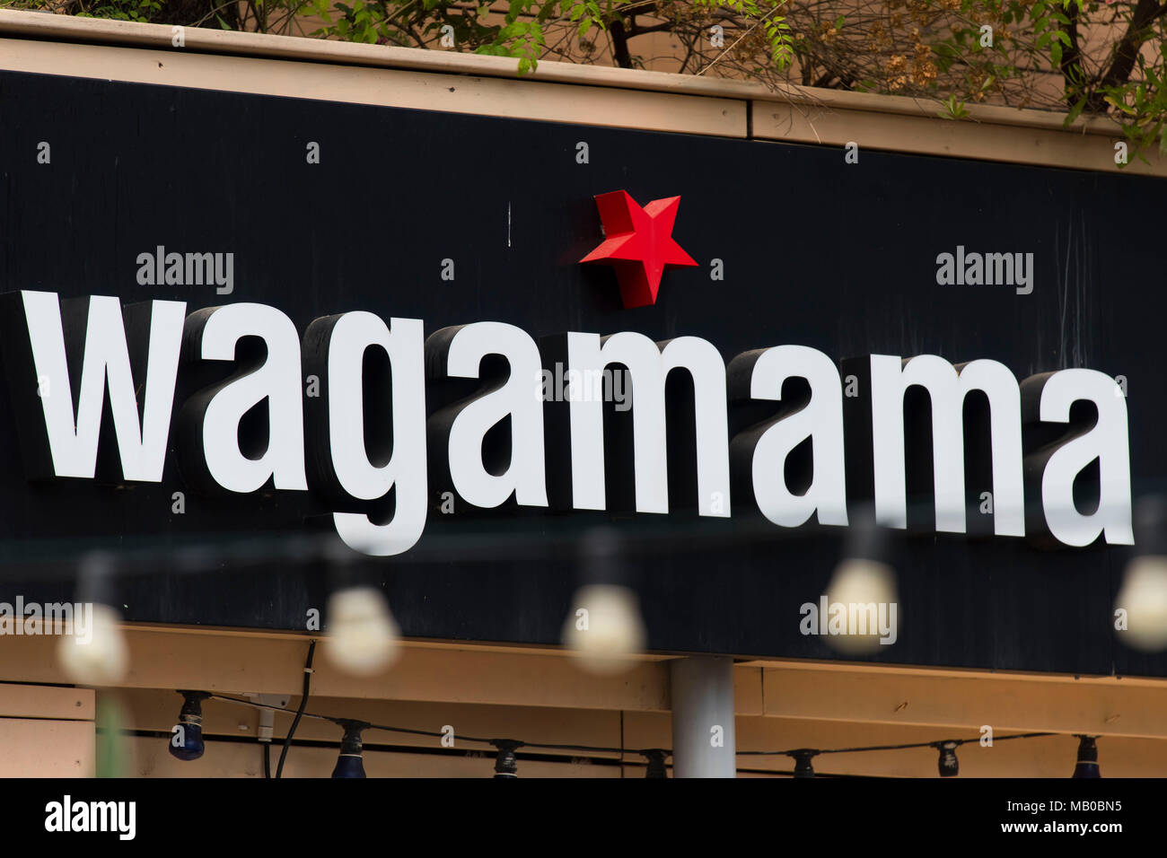 Wagamama restaurant boutique chanter logo. Banque D'Images