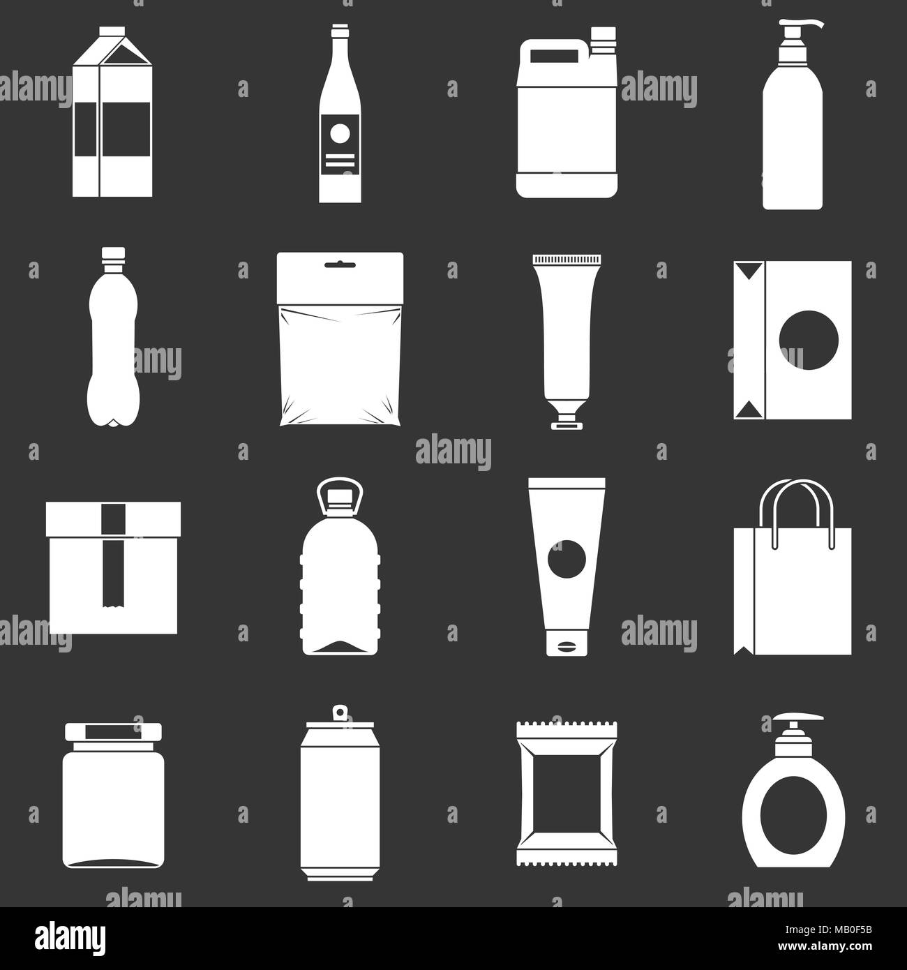 Les éléments d'emballage icons set vector gris Illustration de Vecteur