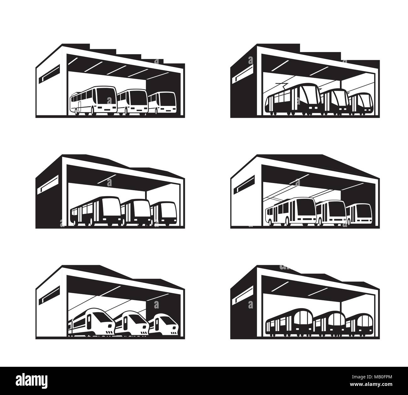 Dépôt pour divers types de transports - vector illustration Illustration de Vecteur