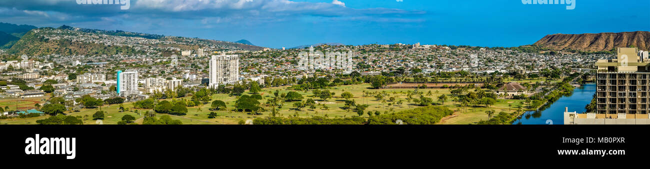 Vue panoramique de la ville de Waikiki Honolulu nord Banque D'Images