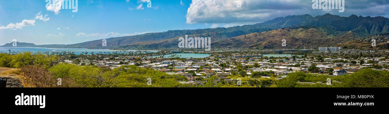 Vue panoramique sur le sud de l'île Oahu à Hawaii Banque D'Images