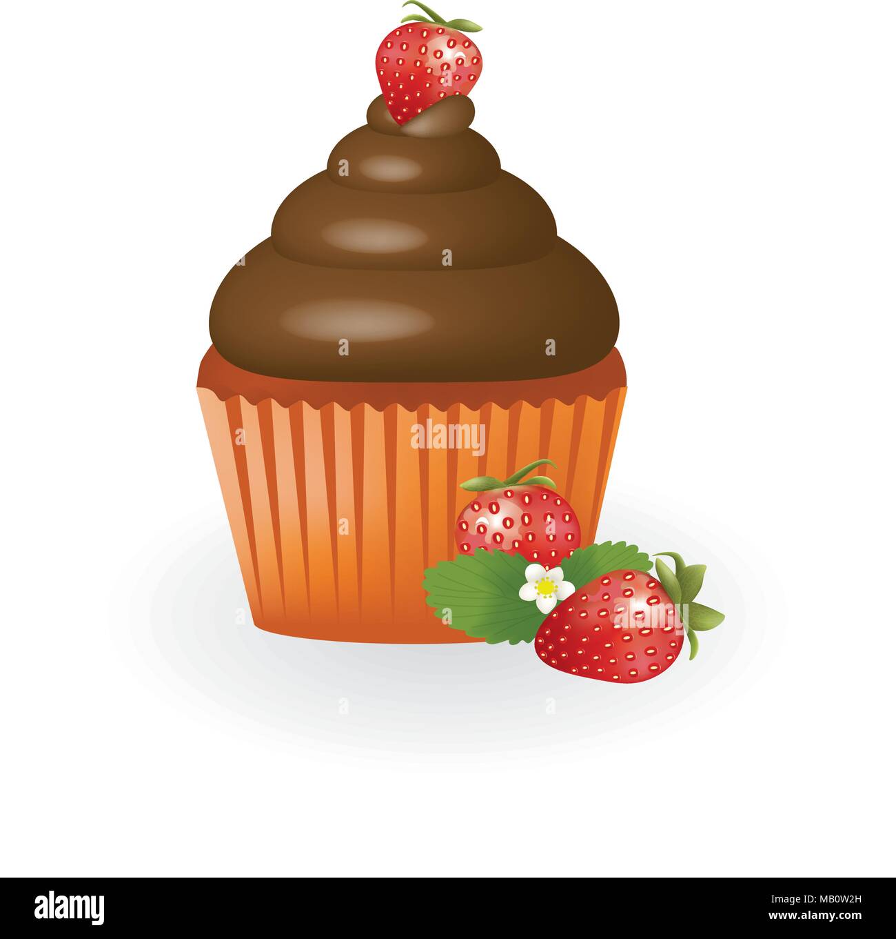 Cupcake Chocolat Avec Fraise Vector Image Vectorielle Stock Alamy