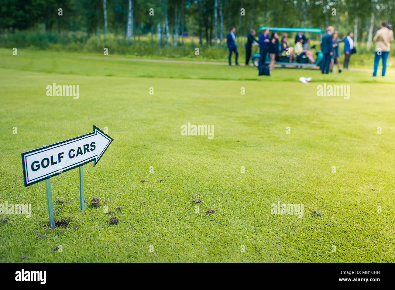Signer les voiturettes de golf Banque D'Images