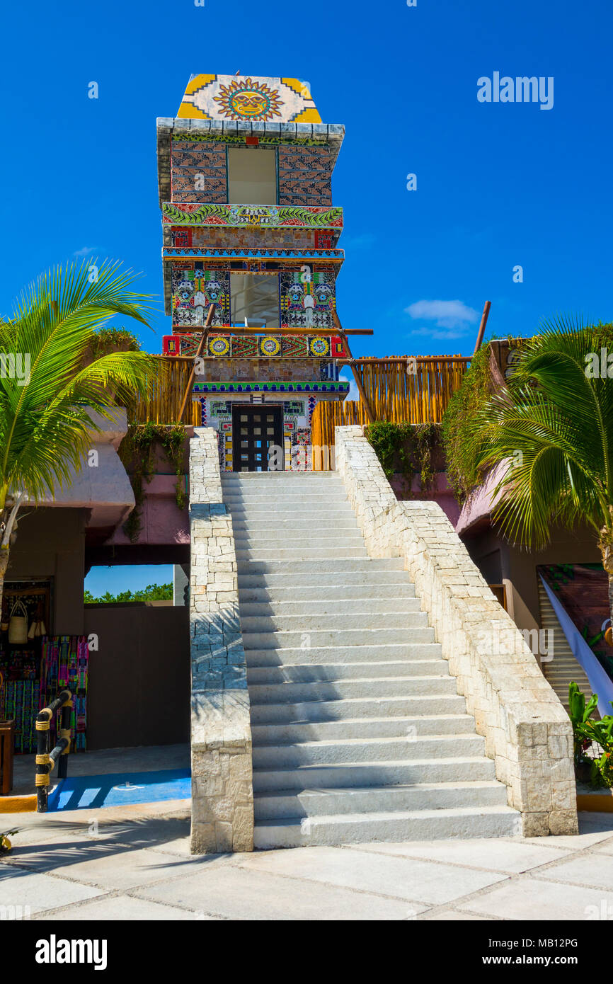 La destination de croisière Costa Maya au Mexique l'Amérique est un arrêt populaire sur le navire de croisière des Caraïbes de l'Ouest tour et offre shopping et autres sightseein Banque D'Images