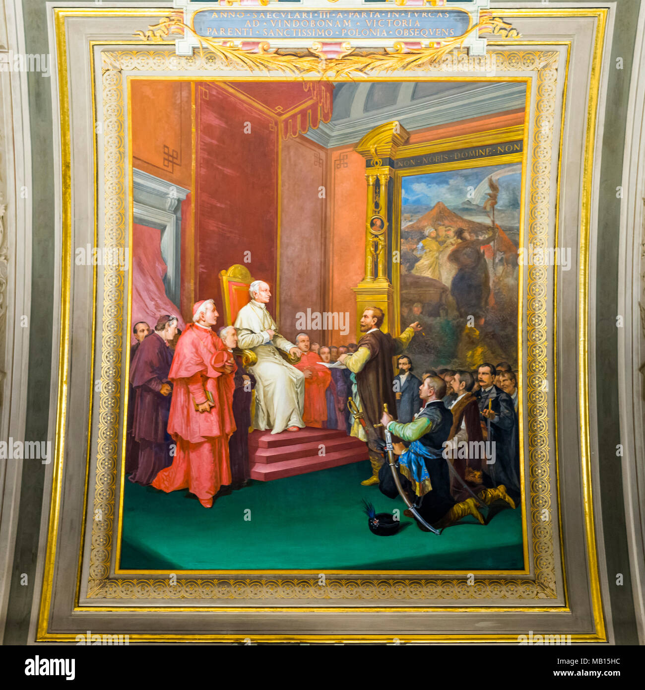 Peinture de Léon XIII à la galerie de l'Candélabres, des musées du Vatican, Vatican, Rome, Latium, Italie. Banque D'Images