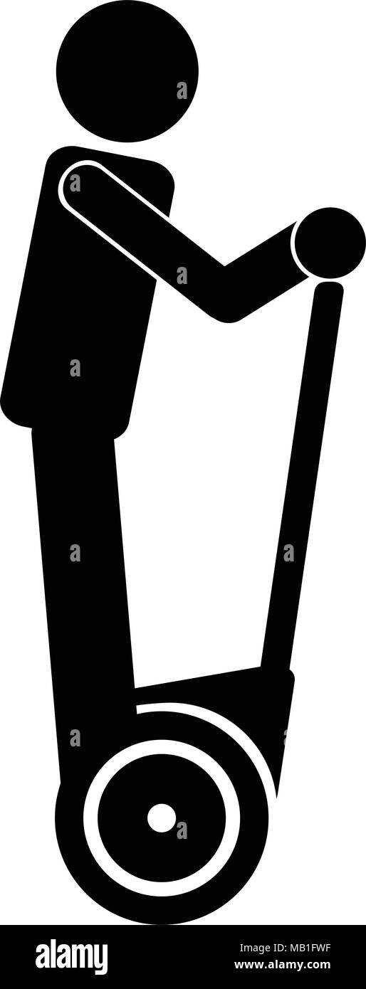 Man riding mobilité personnelle symbole icône de périphérique Illustration de Vecteur