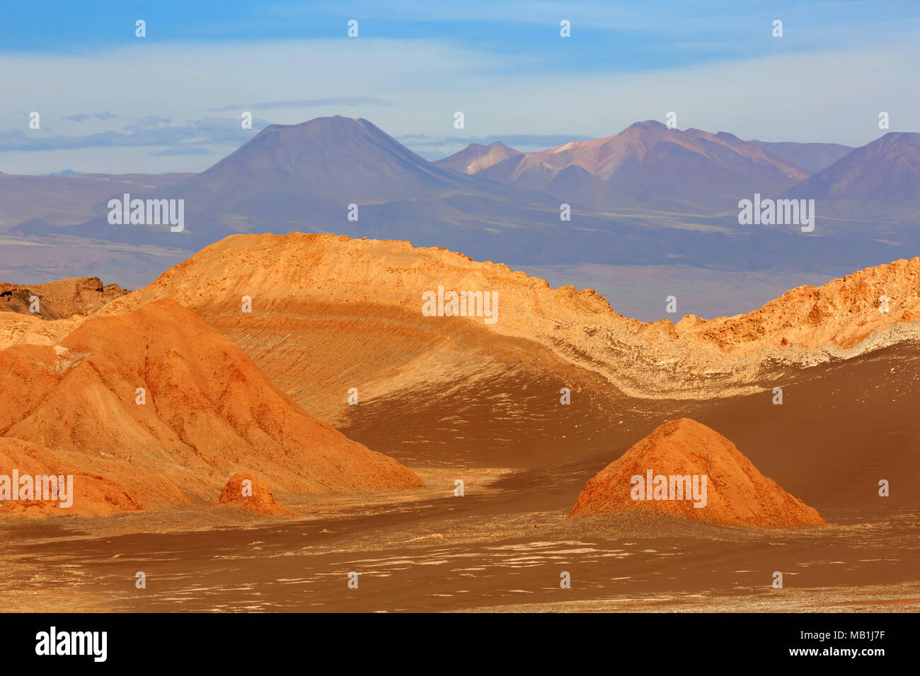 Lumière du soir sur la vallée de la Lune, Désert d'Atacama, Chili Banque D'Images