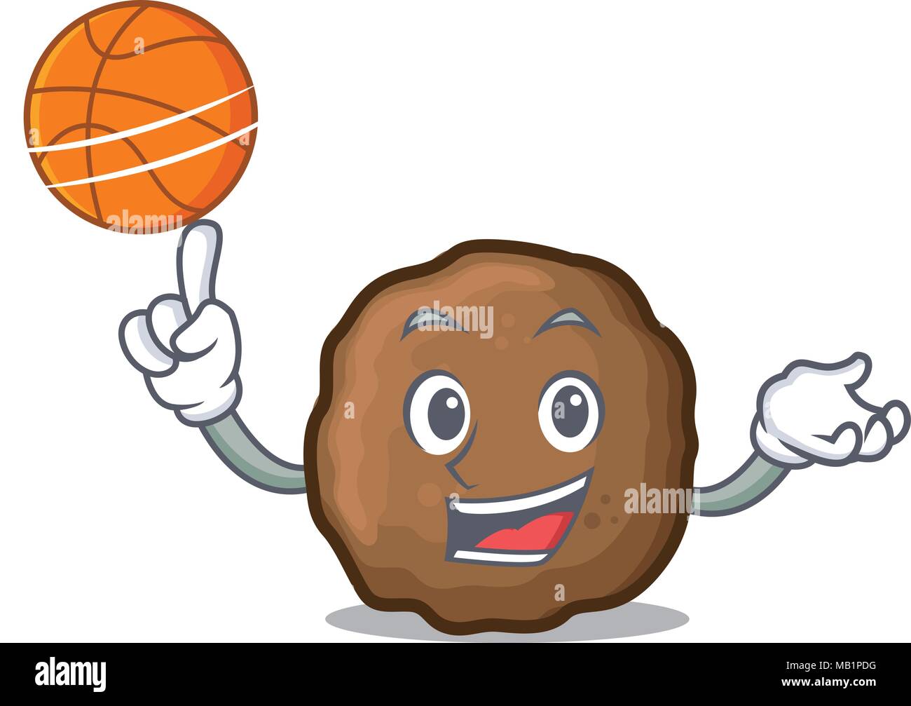 Basket-ball avec caractère meatball cartoon style Illustration de Vecteur