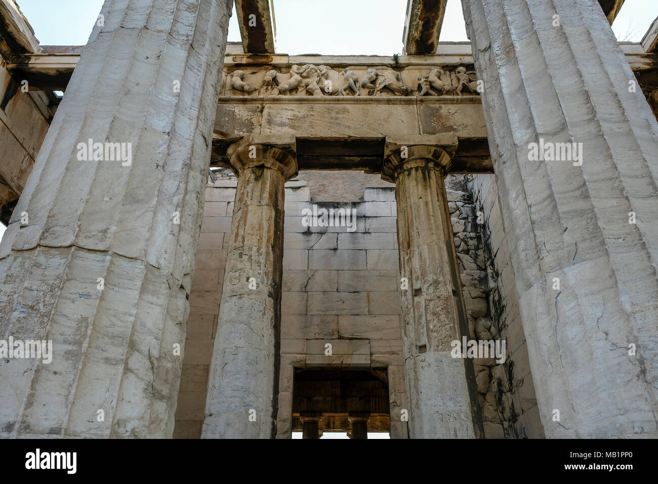 Temple d'Herphaesus dans l'ancienne Agora à Athènes, Grèce. Banque D'Images