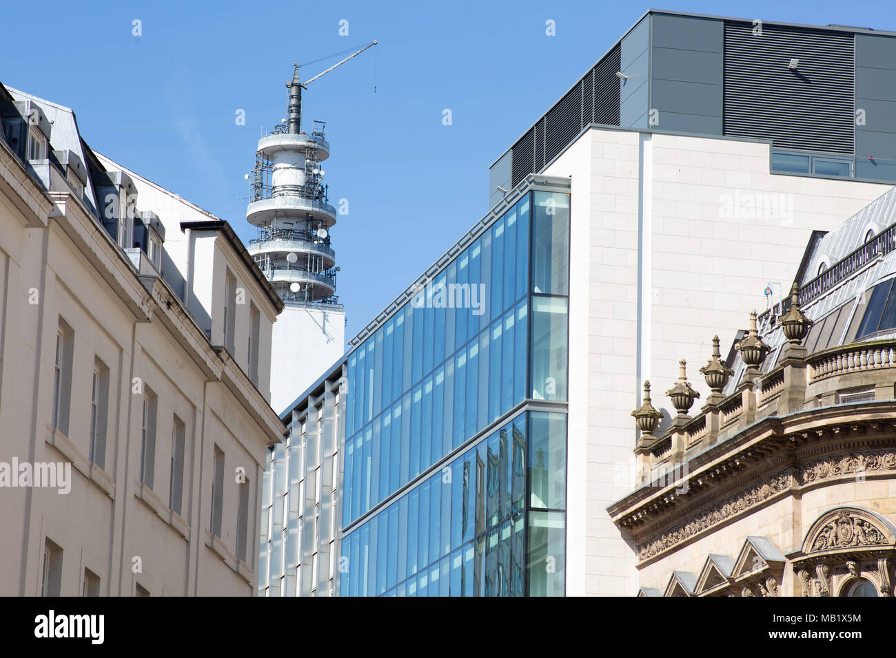 La vue de la tour de bureaux de poste jusqu'à la Birmingham Bennetts Hill à Birmingham, Angleterre, RU Banque D'Images