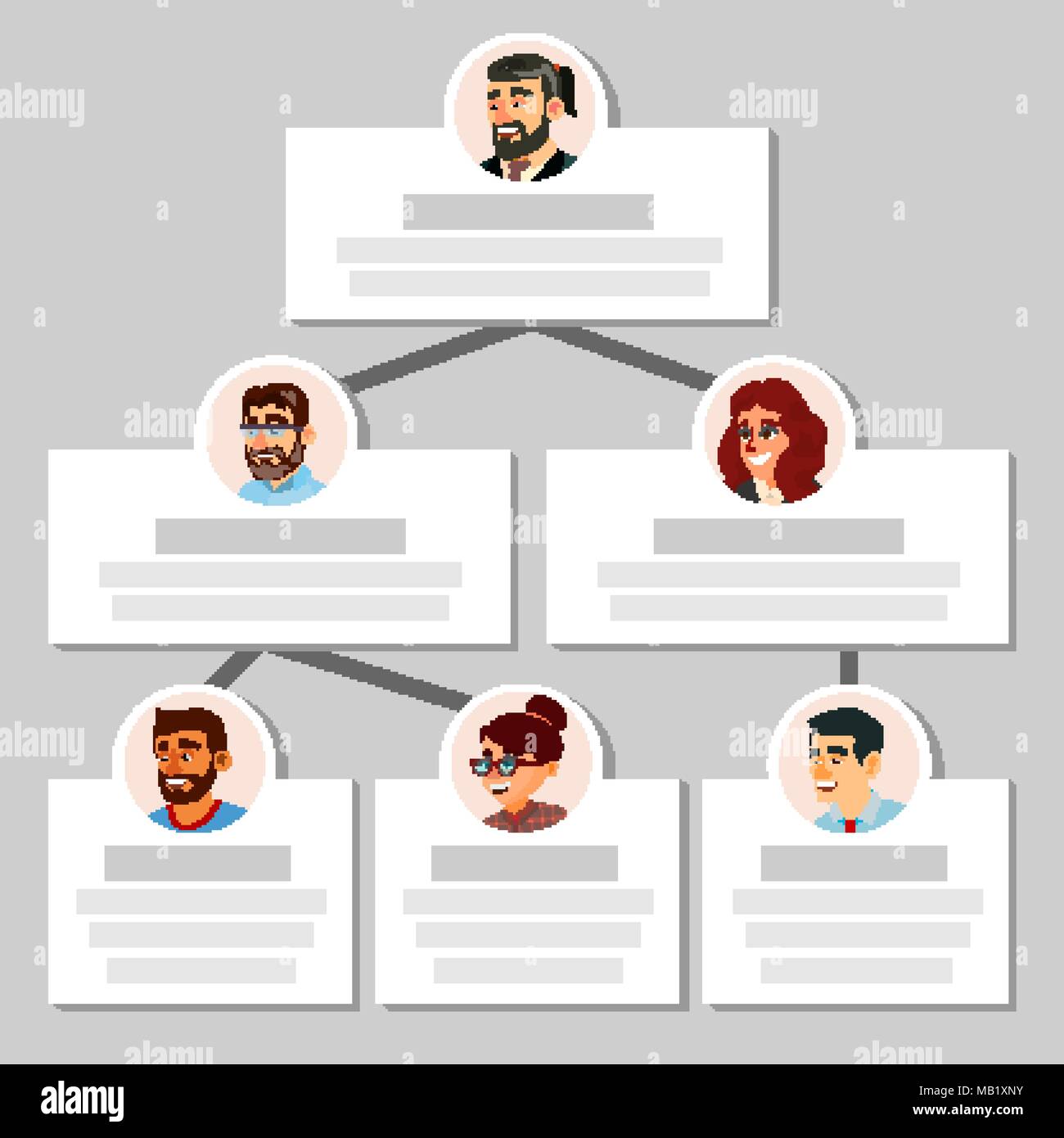 Organigramme opérationnel vecteur modèle. L'organisation hiérarchique. Réseau de personnes. Travailler ensemble. Illustration Illustration de Vecteur