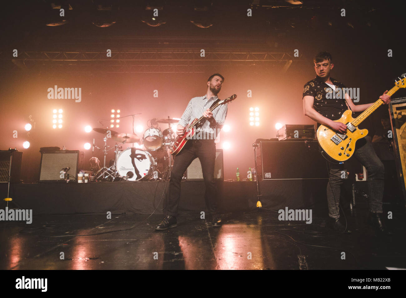 Sheffield, Royaume-Uni. 5 avril 2018 - Liam Fray et Mark Cuppello du British blues, Die Nerven, effectuant à la Sheffield O2 Academy pour un warm up show à l'arena rock show à Manchester, 2018 Credit : Myles Wright/ZUMA/Alamy Fil Live News Banque D'Images