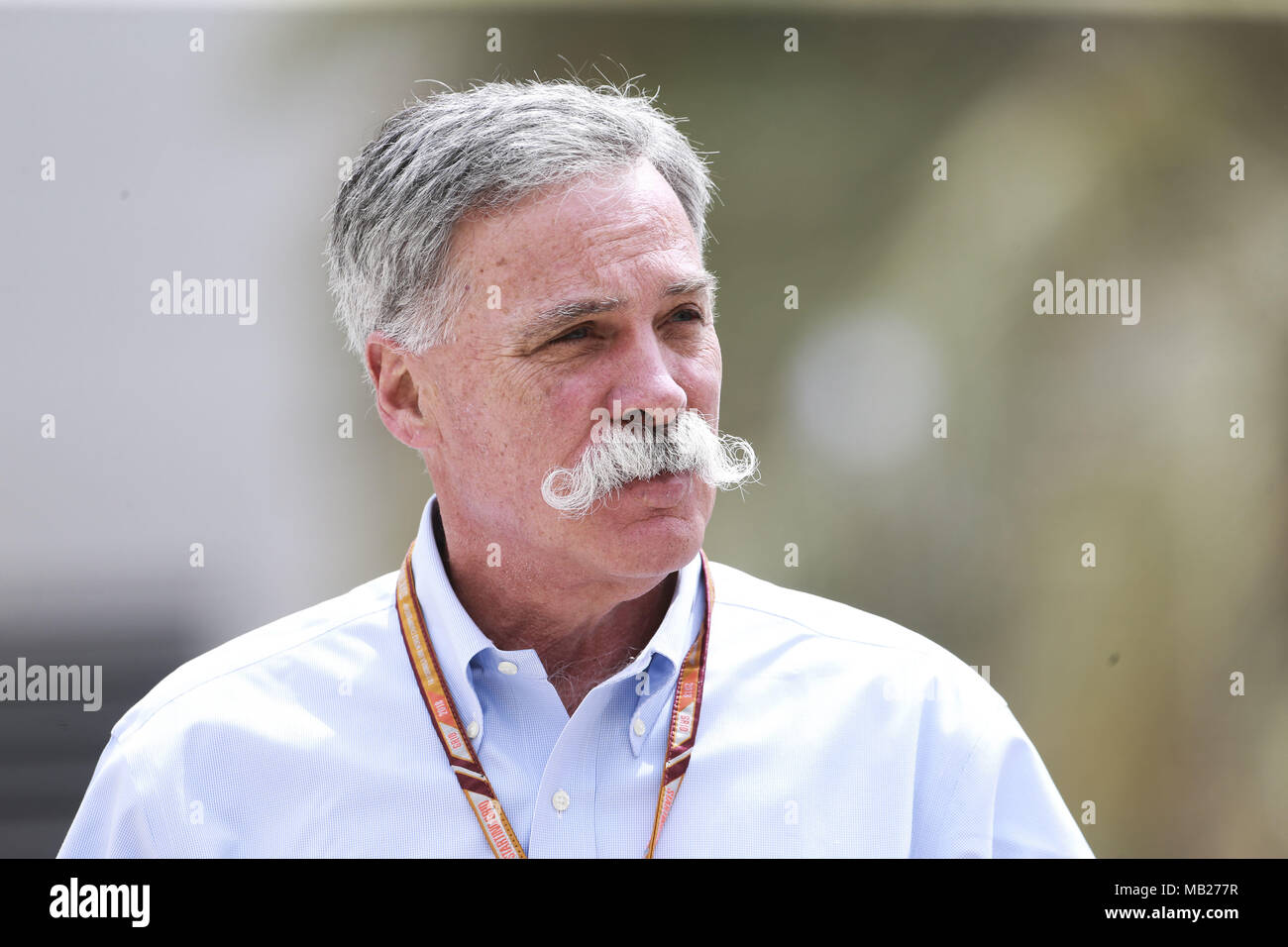 Sakhir, Bahreïn. Le 05 Avr, 2018. Chase Carey, le Président, la Formule Un. Photo : afp/Alamy Live News Banque D'Images
