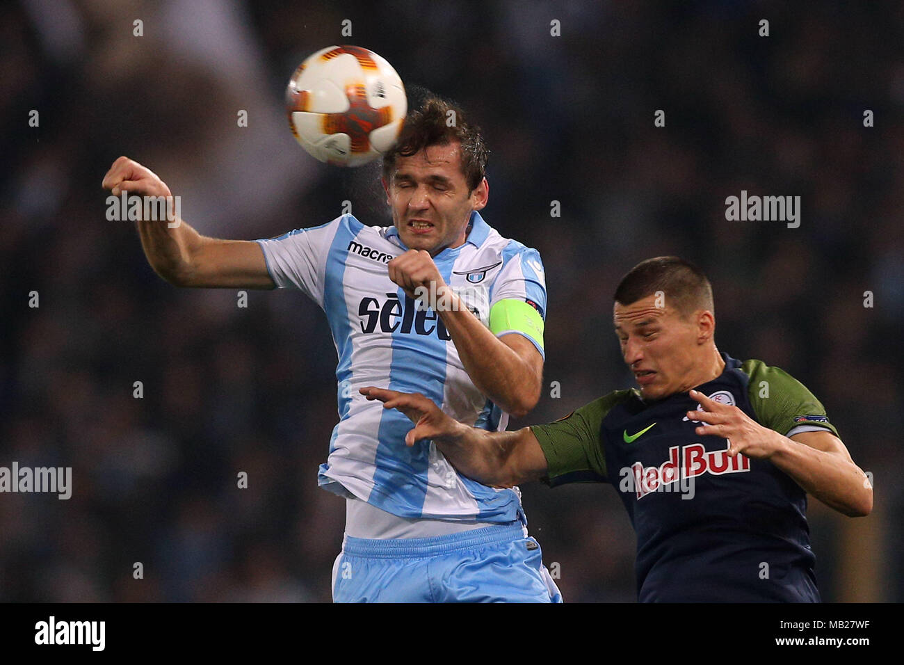 05.04.2018. Stadio Olimpico, Rome, Italie. Ligue de l'Uefa SS Lazio vs FC Salzburg. LULIC en action pendant le match S.S. Lazio vs Salzburg au Stadio Olimpico à Rome. Banque D'Images