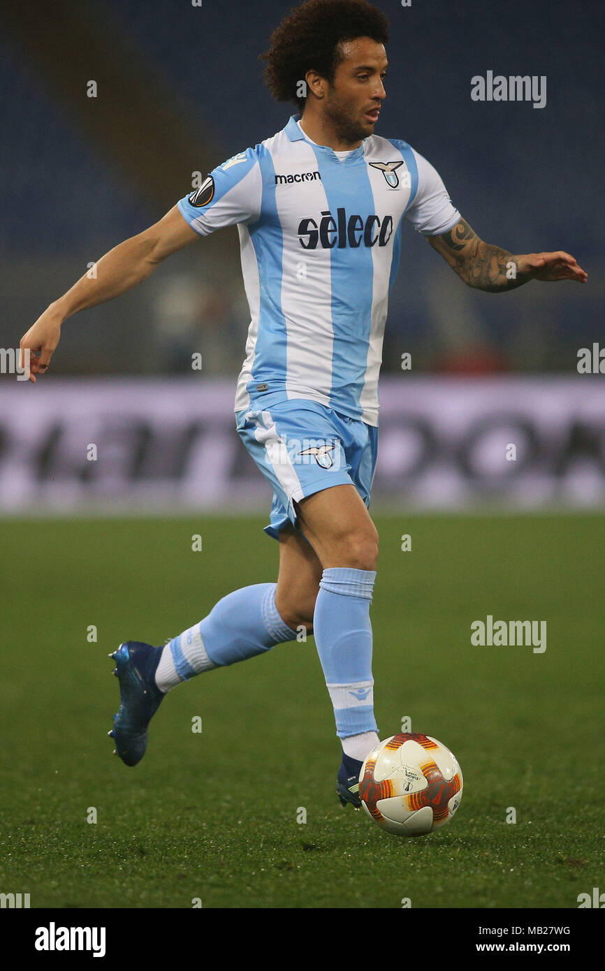 05.04.2018. Stadio Olimpico, Rome, Italie. Ligue de l'Uefa SS Lazio vs FC Salzburg. FELIPE ANDERSON (LAZ) en action pendant le match S.S. Lazio vs Salzburg au Stadio Olimpico à Rome. Banque D'Images