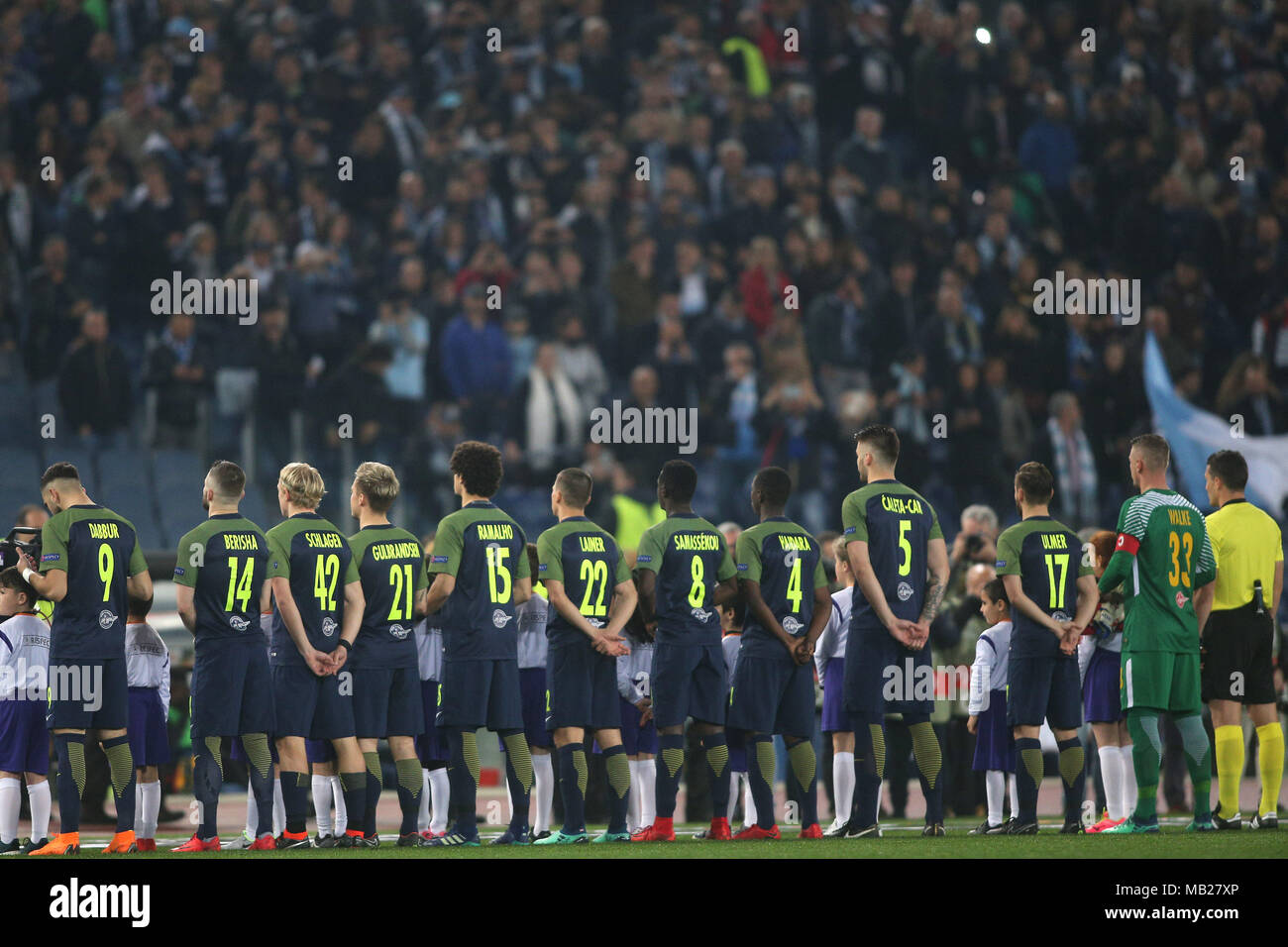 05.04.2018. Stadio Olimpico, Rome, Italie. Ligue de l'Uefa SS Lazio vs FC Salzburg. Avant le match de l'équipe de Salzbourg S.S. Lazio vs Salzburg au Stadio Olimpico à Rome. Banque D'Images