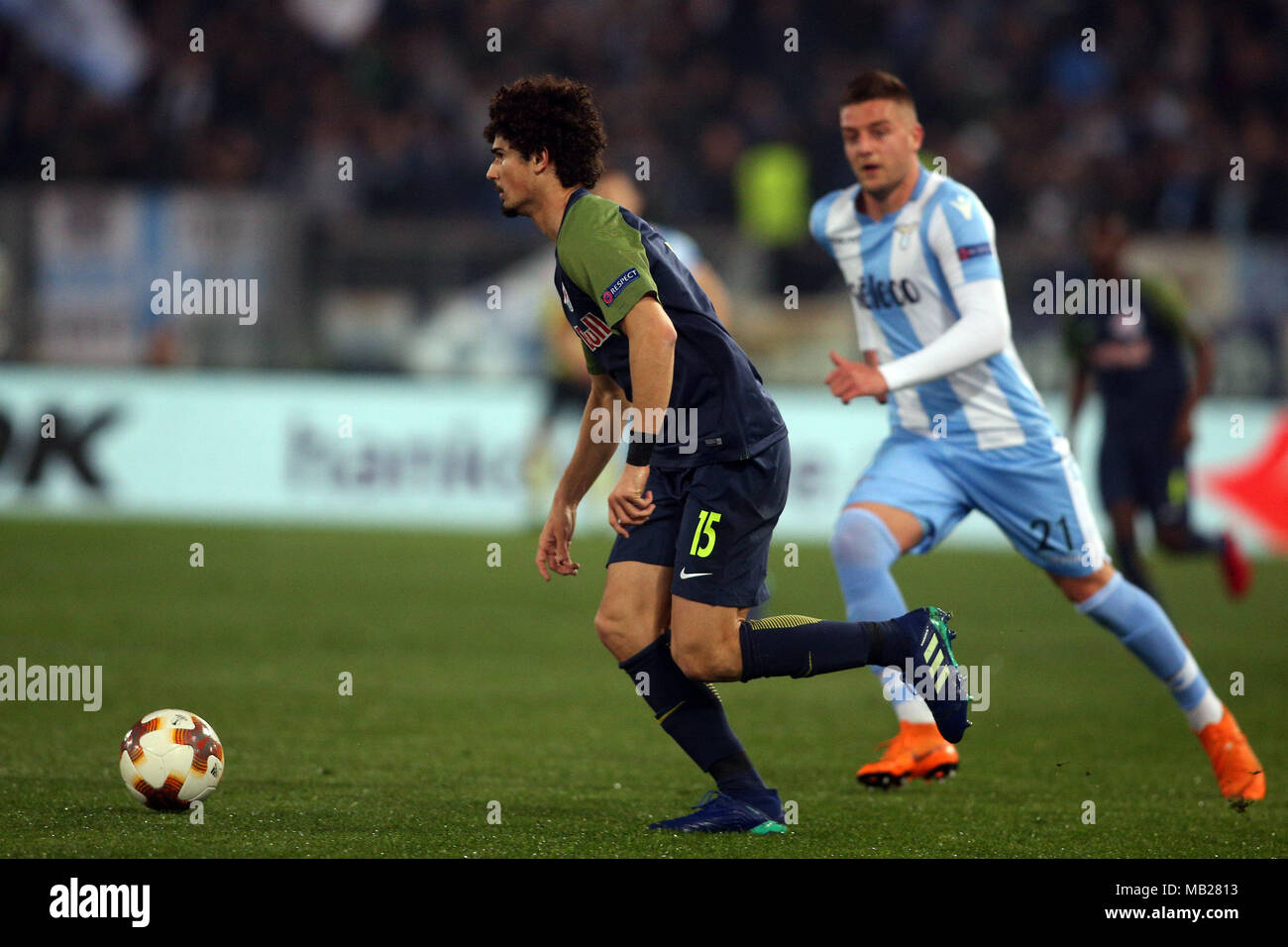 05.04.2018. Stadio Olimpico, Rome, Italie. Ligue de l'Uefa SS Lazio vs FC Salzburg. ANDRE RAMALHO en action pendant le match S.S. Lazio vs Salzburg au Stadio Olimpico à Rome. Banque D'Images