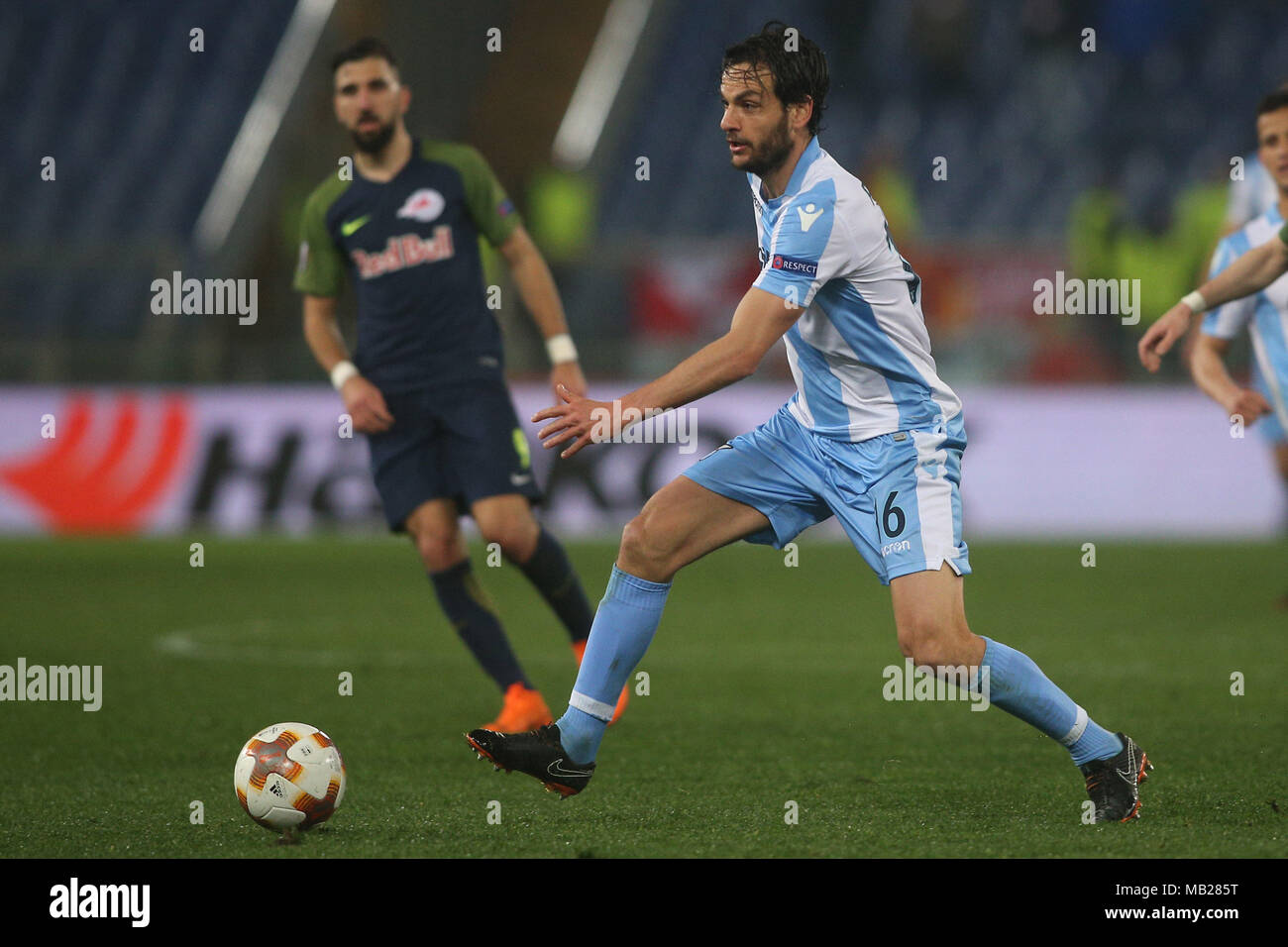 05.04.2018. Stadio Olimpico, Rome, Italie. Ligue de l'Uefa SS Lazio vs FC Salzburg. MARCO PAROLO en action pendant le match S.S. Lazio vs Salzburg au Stadio Olimpico à Rome. Banque D'Images
