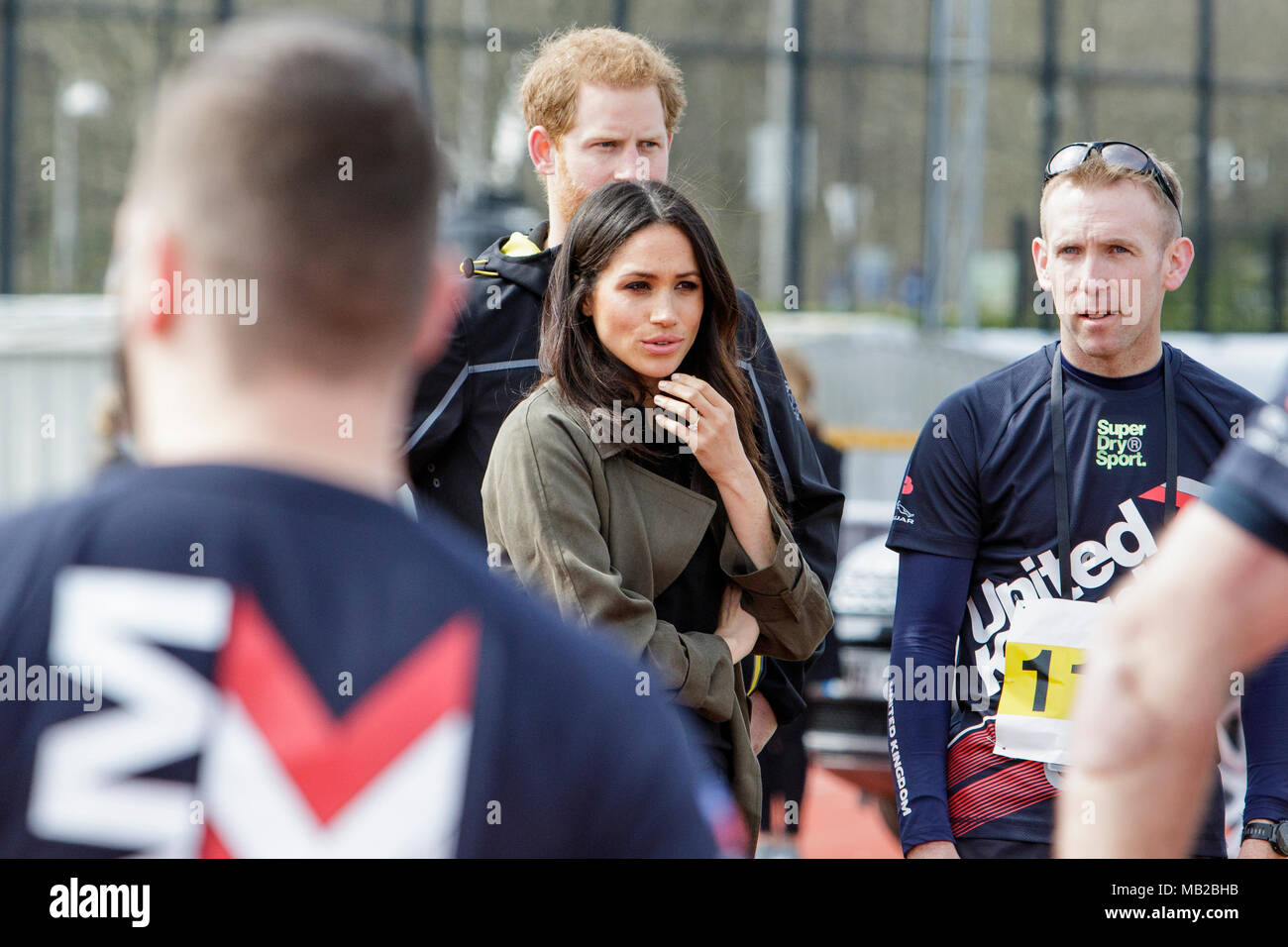 Bath, Royaume-Uni. 06 avril 2018. Le prince Harry et Meghan Markle sont représentés à l'Université de Bath Sports Training Village comme ils vont à l'équipe britannique pour les Jeux 2018 Invictus. Les jeux sont un événement sportif pour blessés le service actif et les membres de l'ancien combattant, 500 concurrents de 18 pays s'affronteront dans 11 sports adaptés dans cette année, l'Invictus Games qui aura lieu à Sydney, en Australie, en octobre 2018. Credit : lynchpics/Alamy Live News Banque D'Images