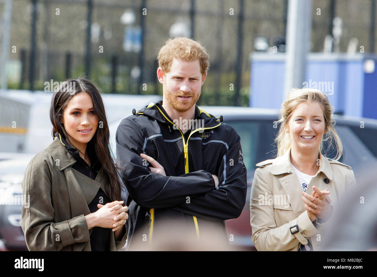 Bath, Royaume-Uni. 06 avril 2018. Le prince Harry et Meghan Markle sont représentés à l'Université de Bath Sports Training Village comme ils vont à l'équipe britannique pour les Jeux 2018 Invictus. Les jeux sont un événement sportif pour blessés le service actif et les membres de l'ancien combattant, 500 concurrents de 18 pays s'affronteront dans 11 sports adaptés dans cette année, l'Invictus Games qui aura lieu à Sydney, en Australie, en octobre 2018. Credit : lynchpics/Alamy Live News Banque D'Images