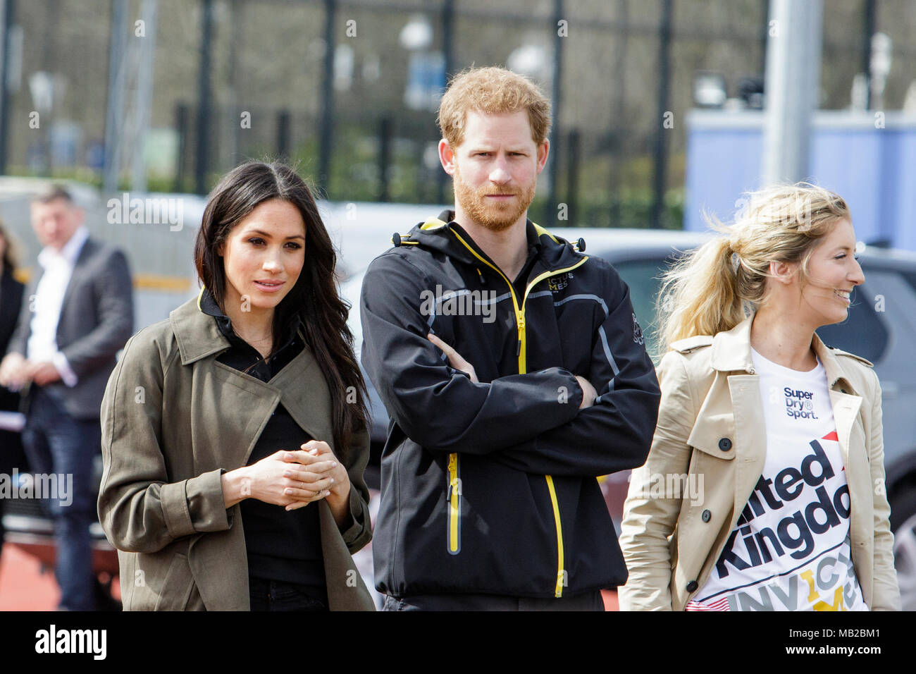 Bath, Royaume-Uni. 06 avril 2018. Le prince Harry et Meghan Markle sont représentés à l'Université de Bath Sports Training Village comme ils vont à l'équipe britannique pour les Jeux 2018 Invictus. Les jeux sont un événement sportif pour blessés le service actif et les membres de l'ancien combattant, 500 concurrents de 18 pays s'affronteront dans 11 sports adaptés dans cette année, l'Invictus Games qui aura lieu à Sydney, en Australie, en octobre 2018. Credit : lynchpics/Alamy Live News Banque D'Images