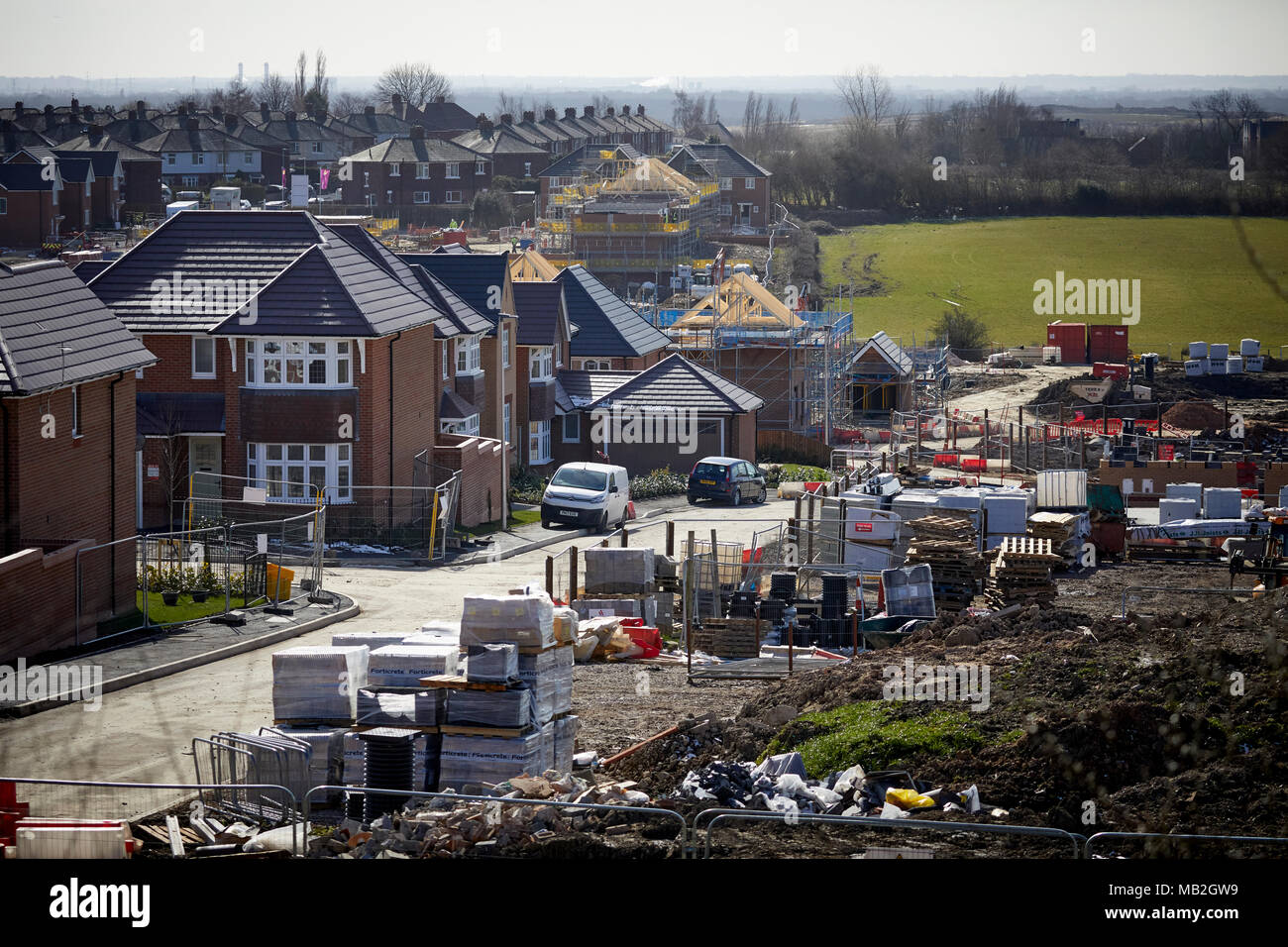 Nouvelle maison d'accueil du site en construction par Redrow Tyldesley Greater Manchester Banque D'Images