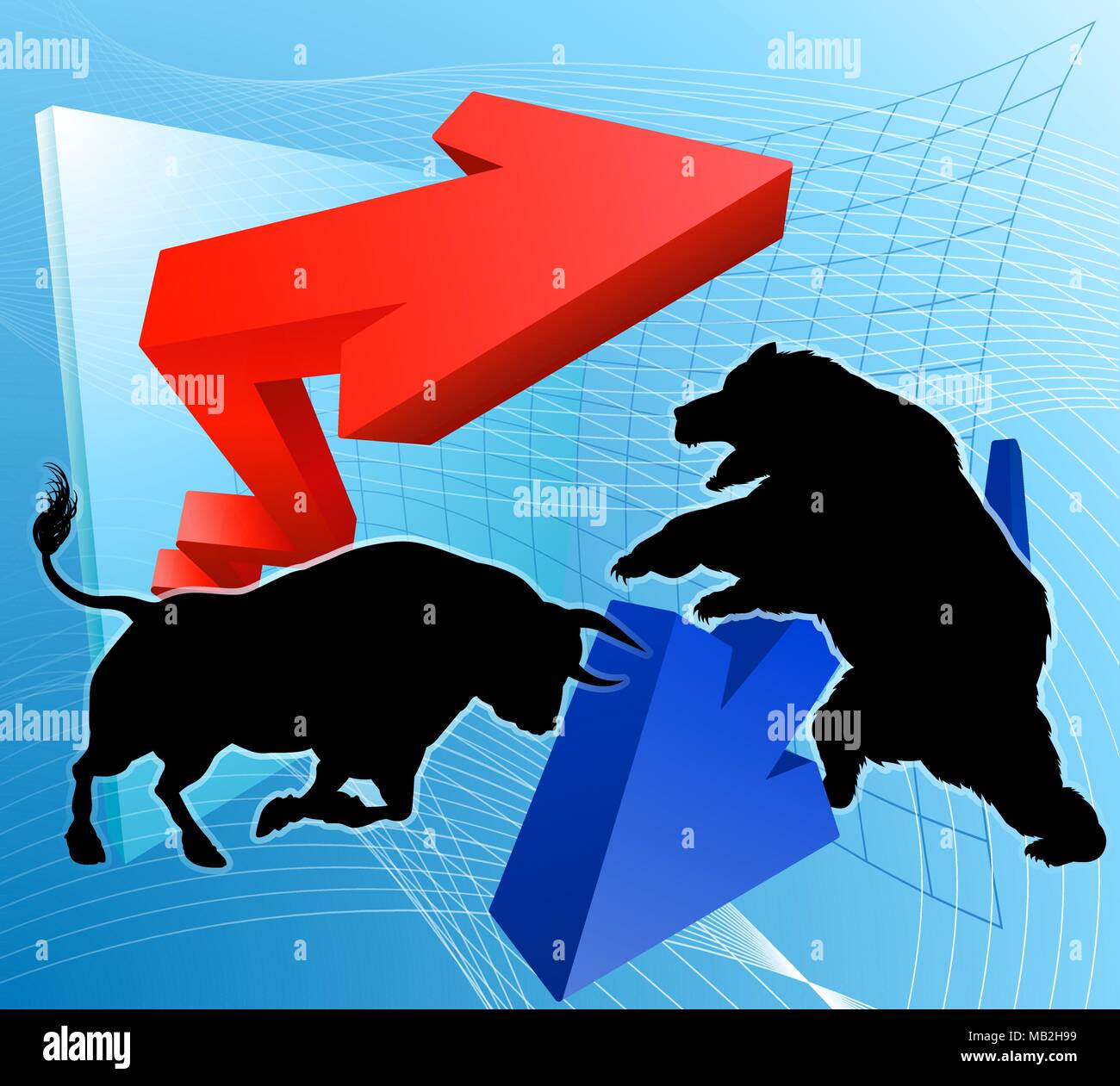 Par rapport à l'ours Bulls Stock Market Concept Illustration de Vecteur