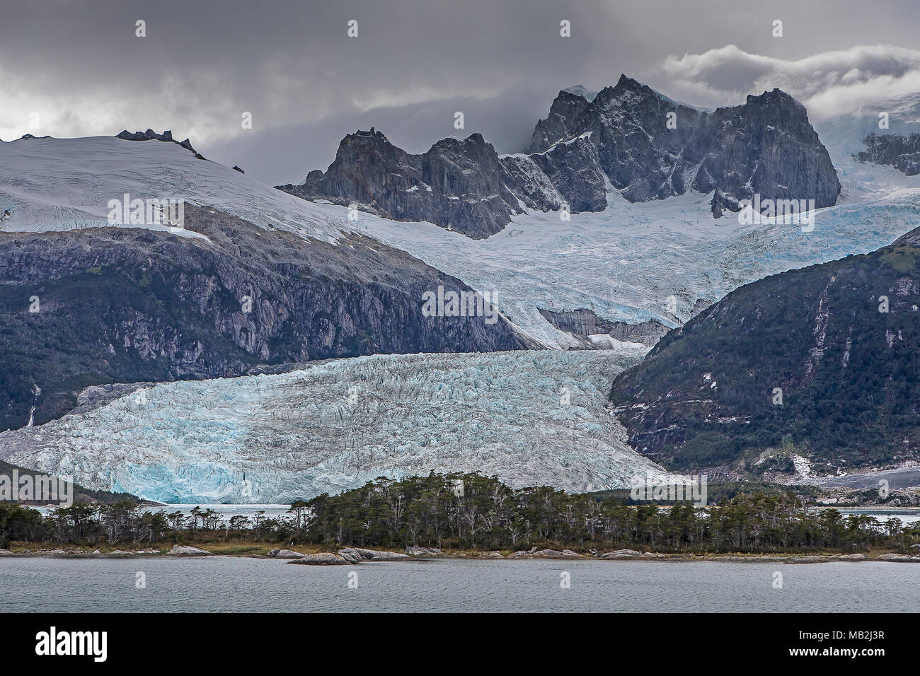 Glacier Pia, Pia de Bay, dans le canal de Beagle (nord-ouest), PN Alberto de Agostini, la Terre de Feu, Patagonie, Chili Banque D'Images